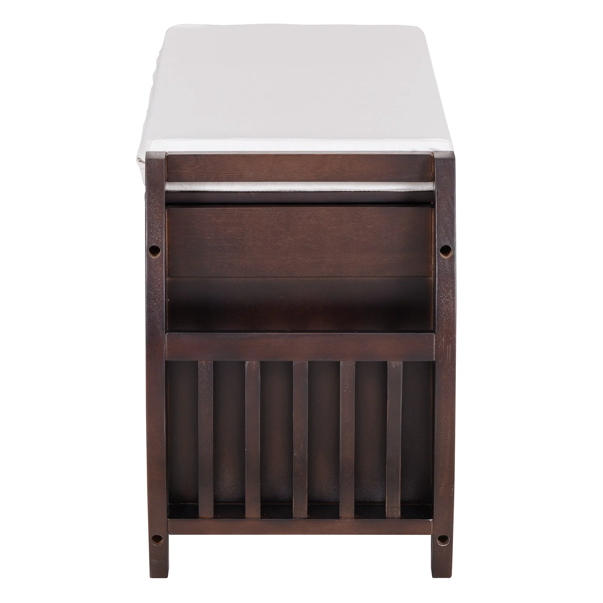 Multifunctional Storage Bench with Cushion and Curved Side Panel for Entrance and Living Room