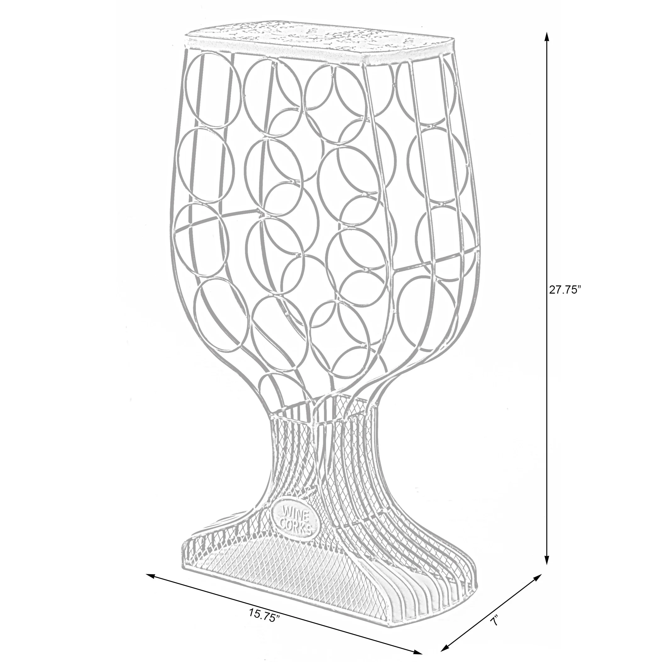 Freestanding Floor Wine Rack with Wooden and Metal Goblet Design - Holds 12 Bottles