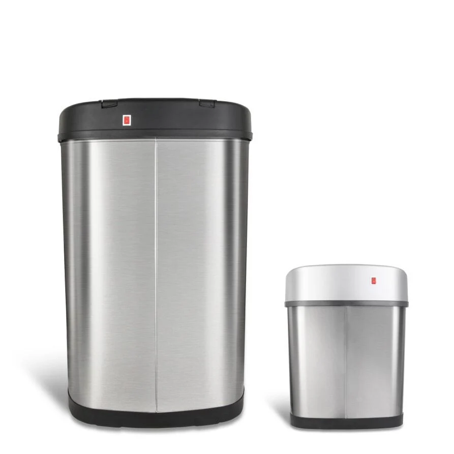 NINESTARS Stainless Steel Motion Sensor Trash Can Combo, 13.2 Gal. & 3 Gal. CB-DZT-50-3/12-9