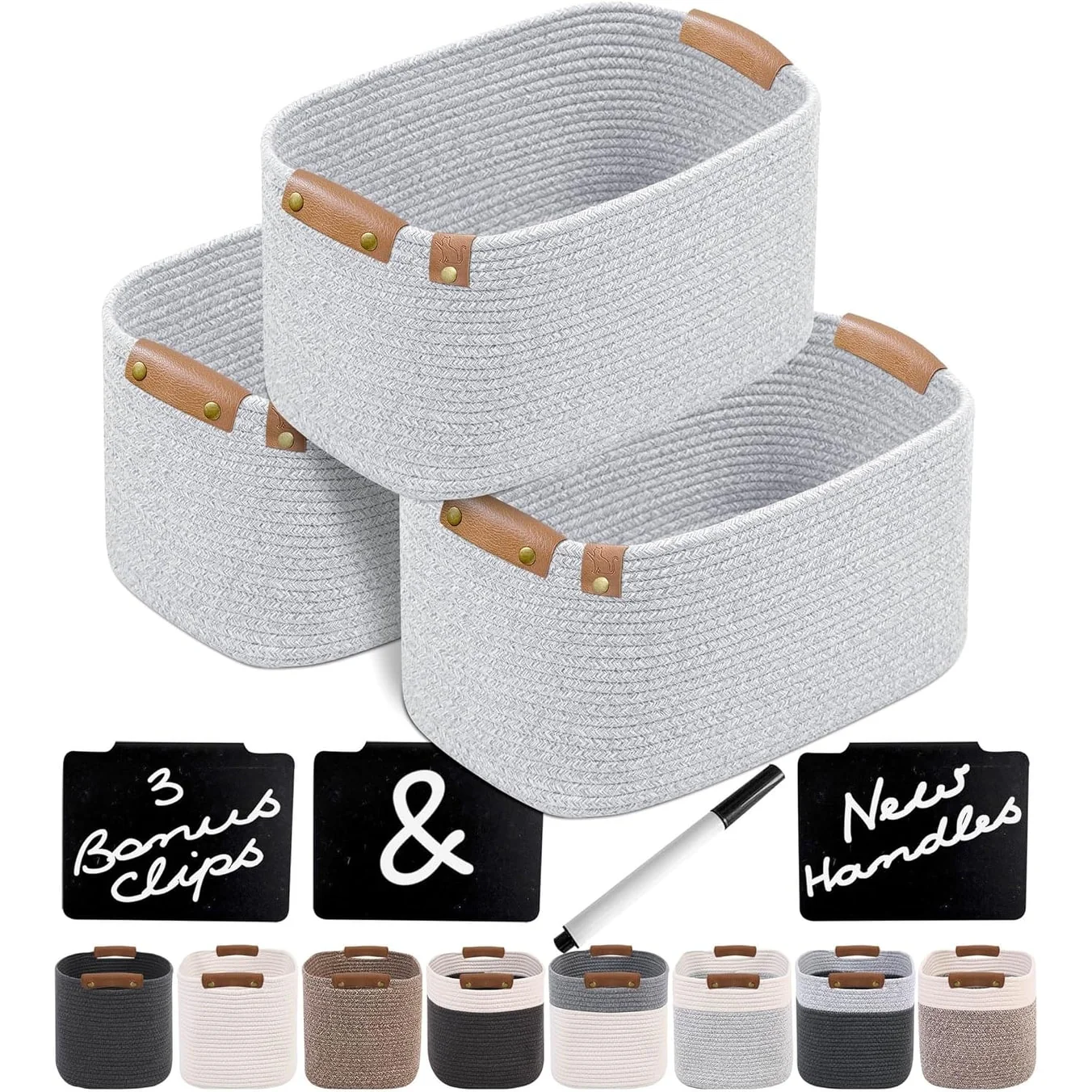 3 Sets of Cotton Rope Baskets