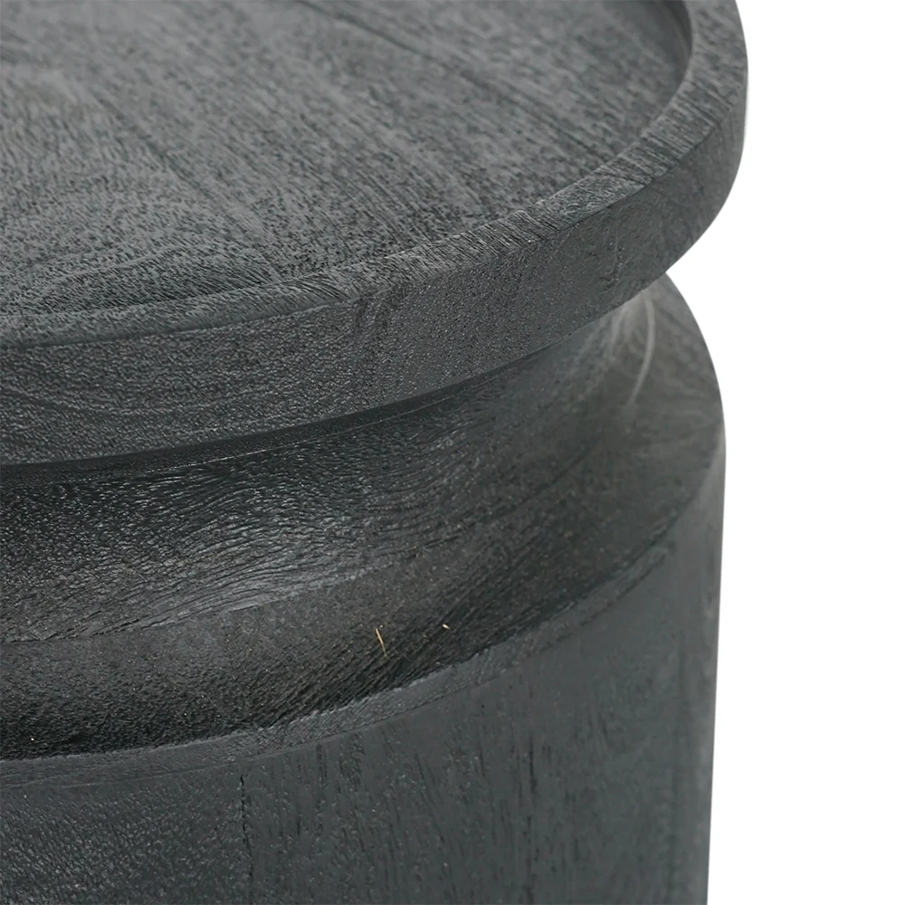 Black Wooden Cylinder Side Table