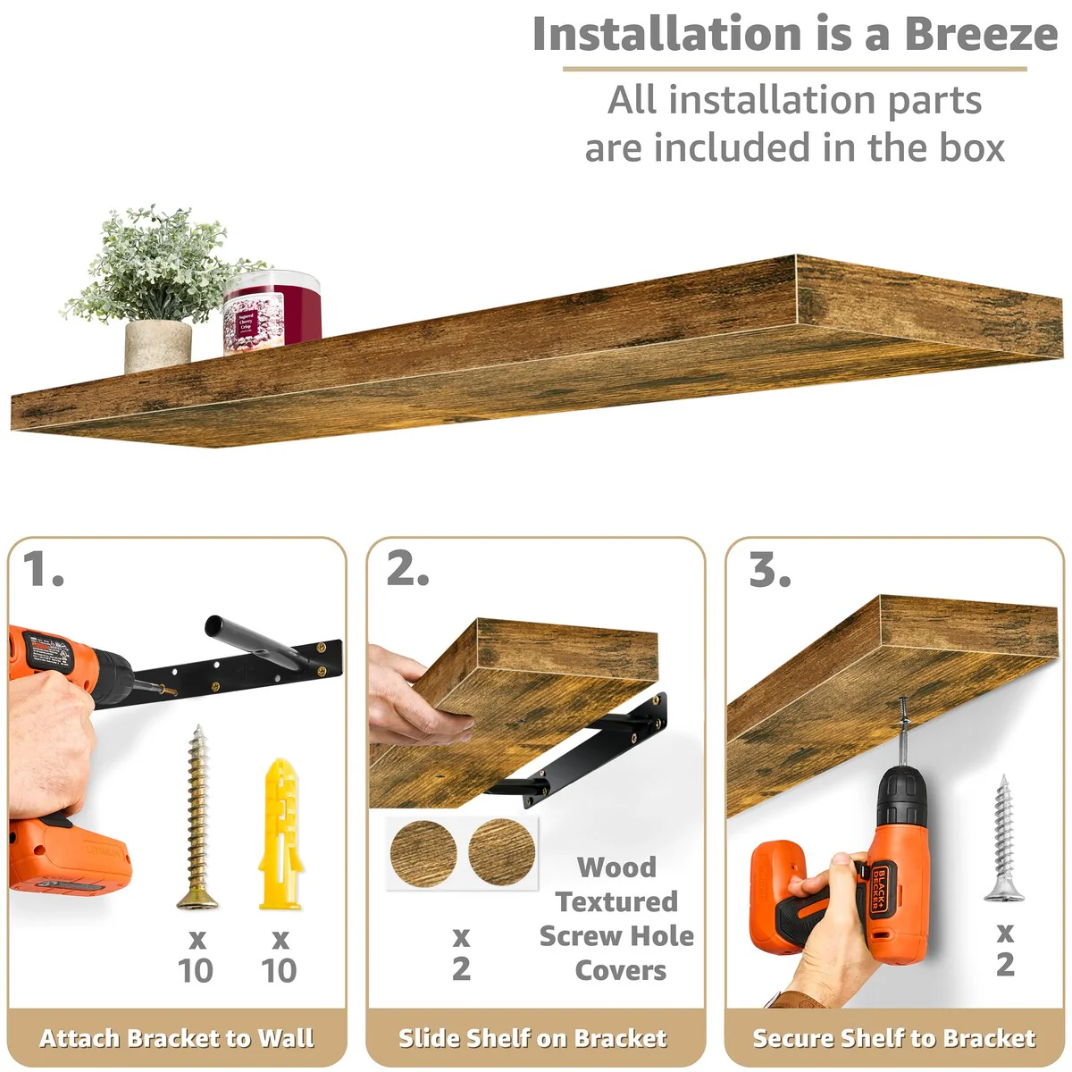 Sorbus Long Floating Shelves for Wall Set of 2 - 35