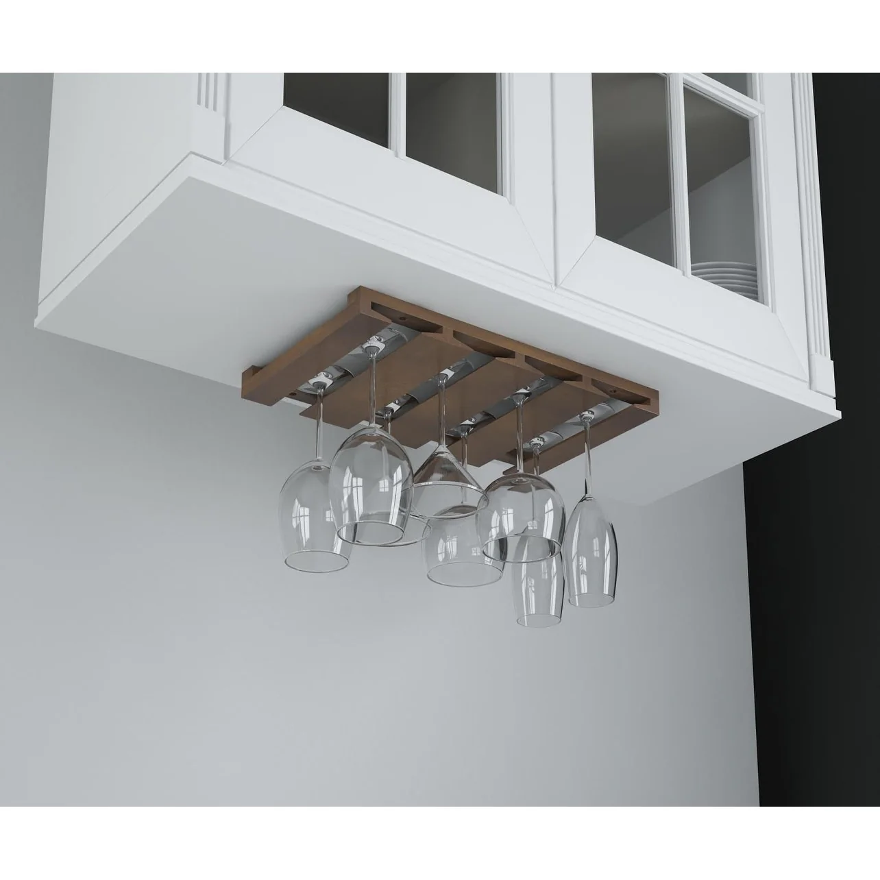 Rustic State Under Cabinet Wooden Stemware Rack Holder 17