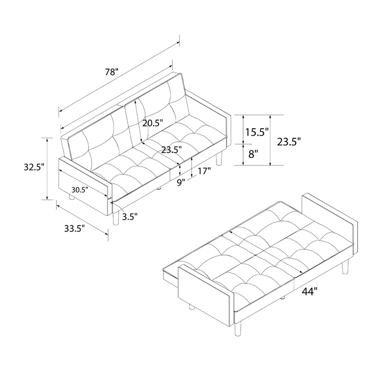 Brady Twin 78'' Upholstered Convertible Sofa