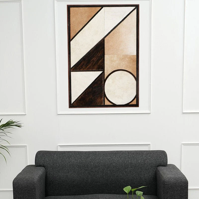 Geometric Hair-On Leather Wall Decor