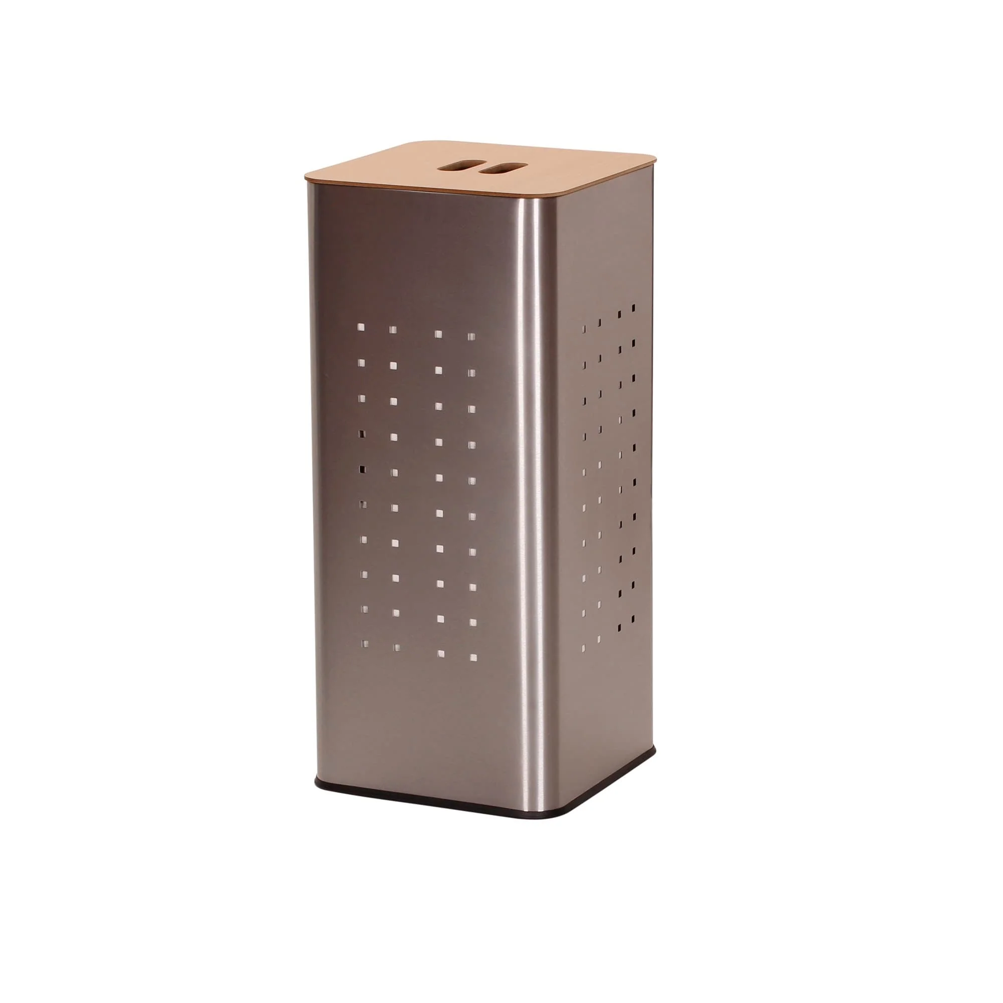 Household Essentials Metal Hamper with Engineered Wooden Lid - 12.3