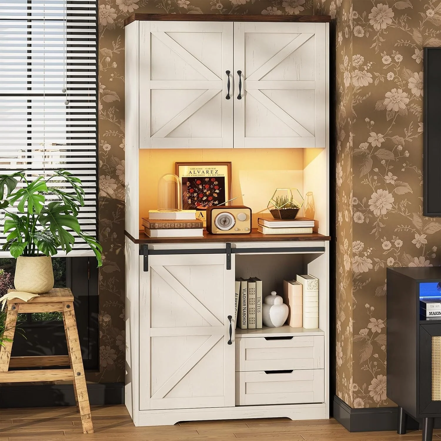 Farmhouse Kitchen Storage Cabinet Pantry Cabinet Home Bar