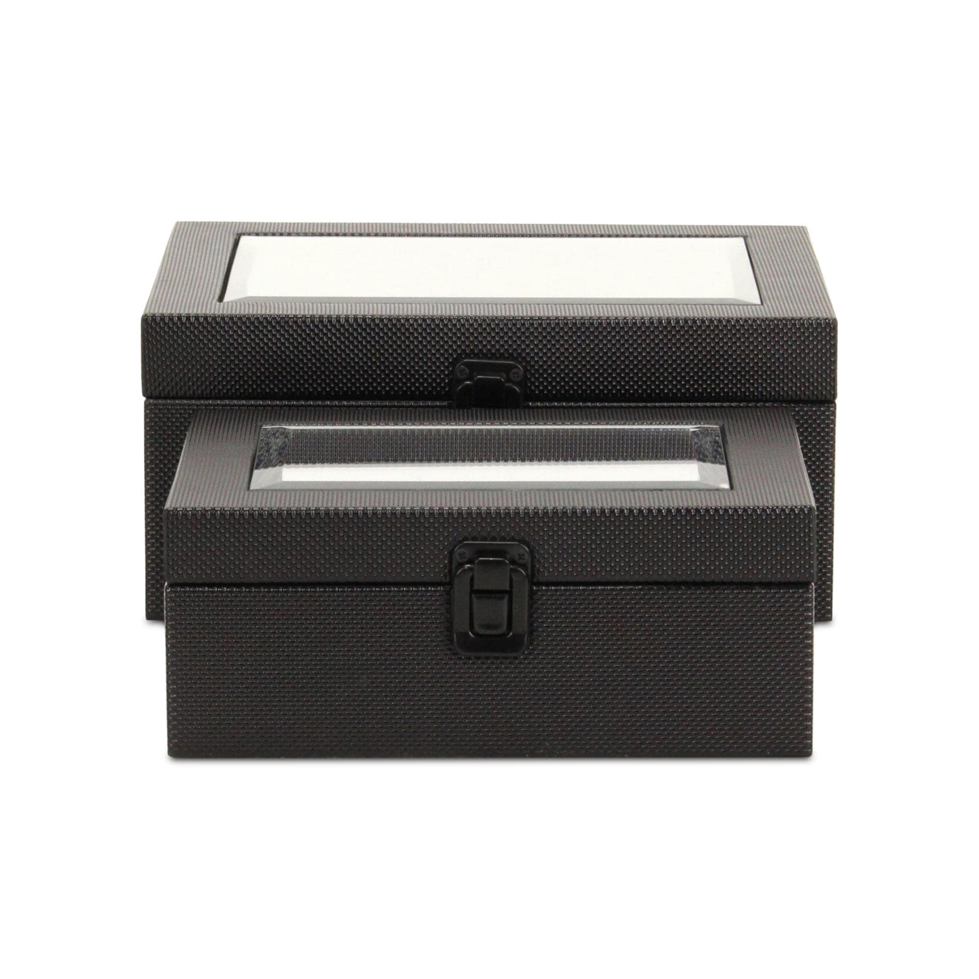 Woven Pattern Mirrored Storage Box Set - 10.25