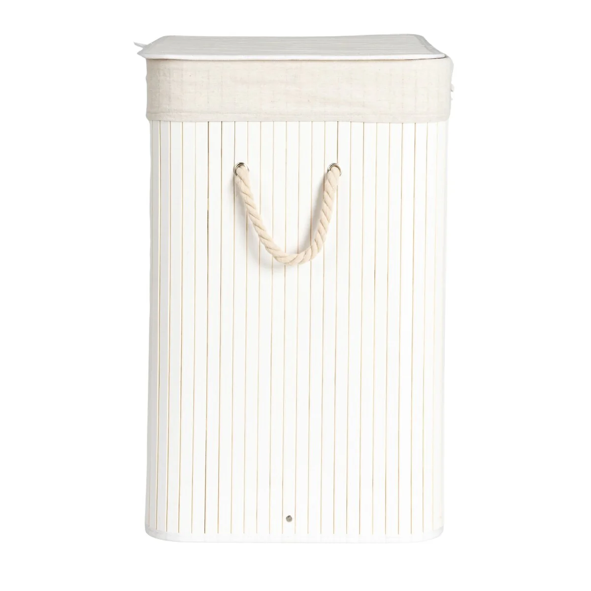 Household Essentials Bamboo Double Laundry Hamper with Rope Handles and Removable Laundry Bag