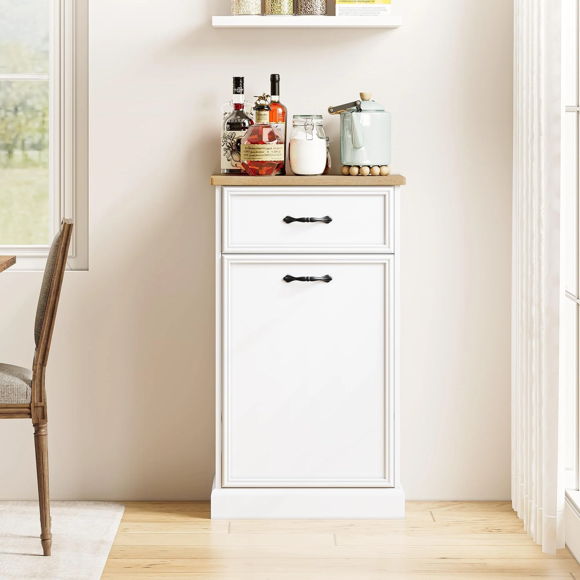 Kitchen Tilt Out Trash Can Cabinet with Drawer