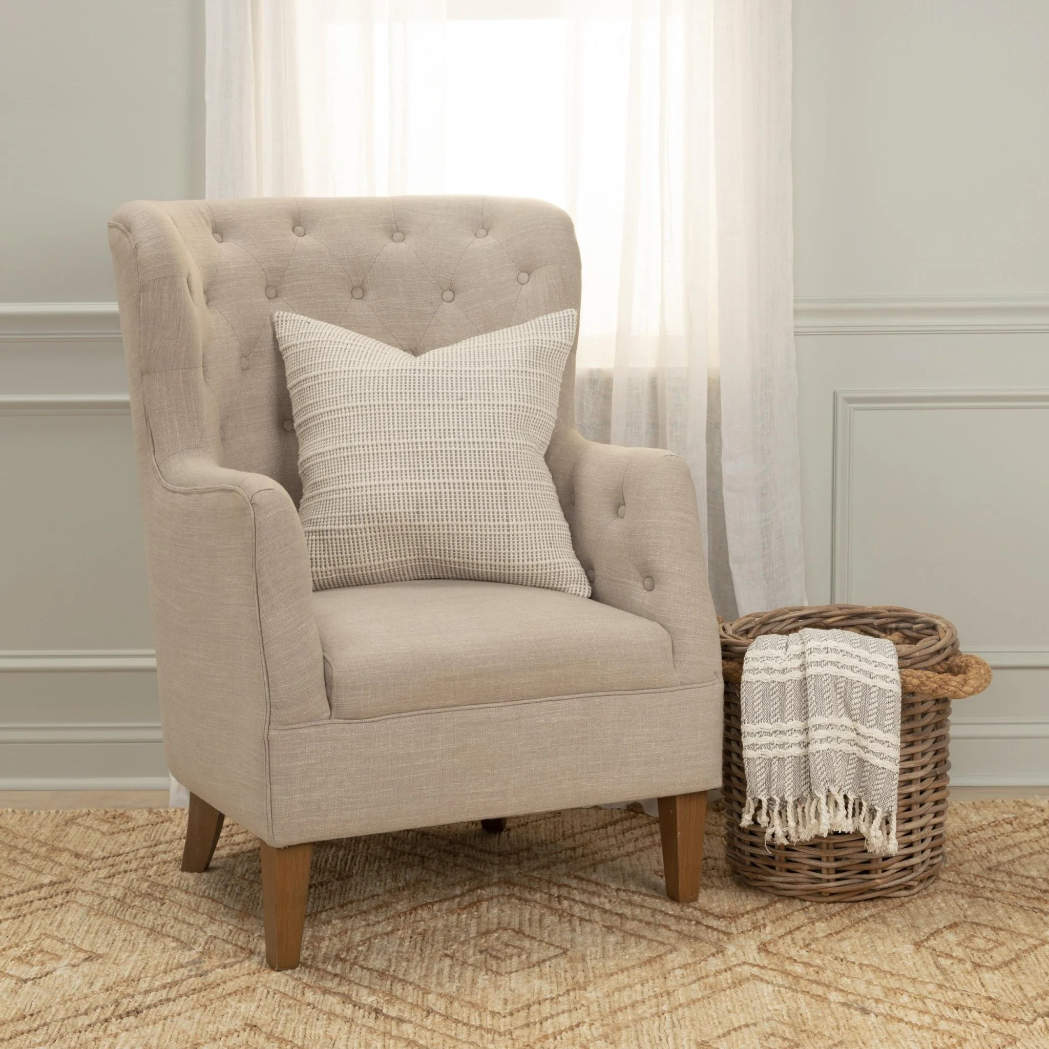 Woven Cotton stripe Decorative Throw Pillow