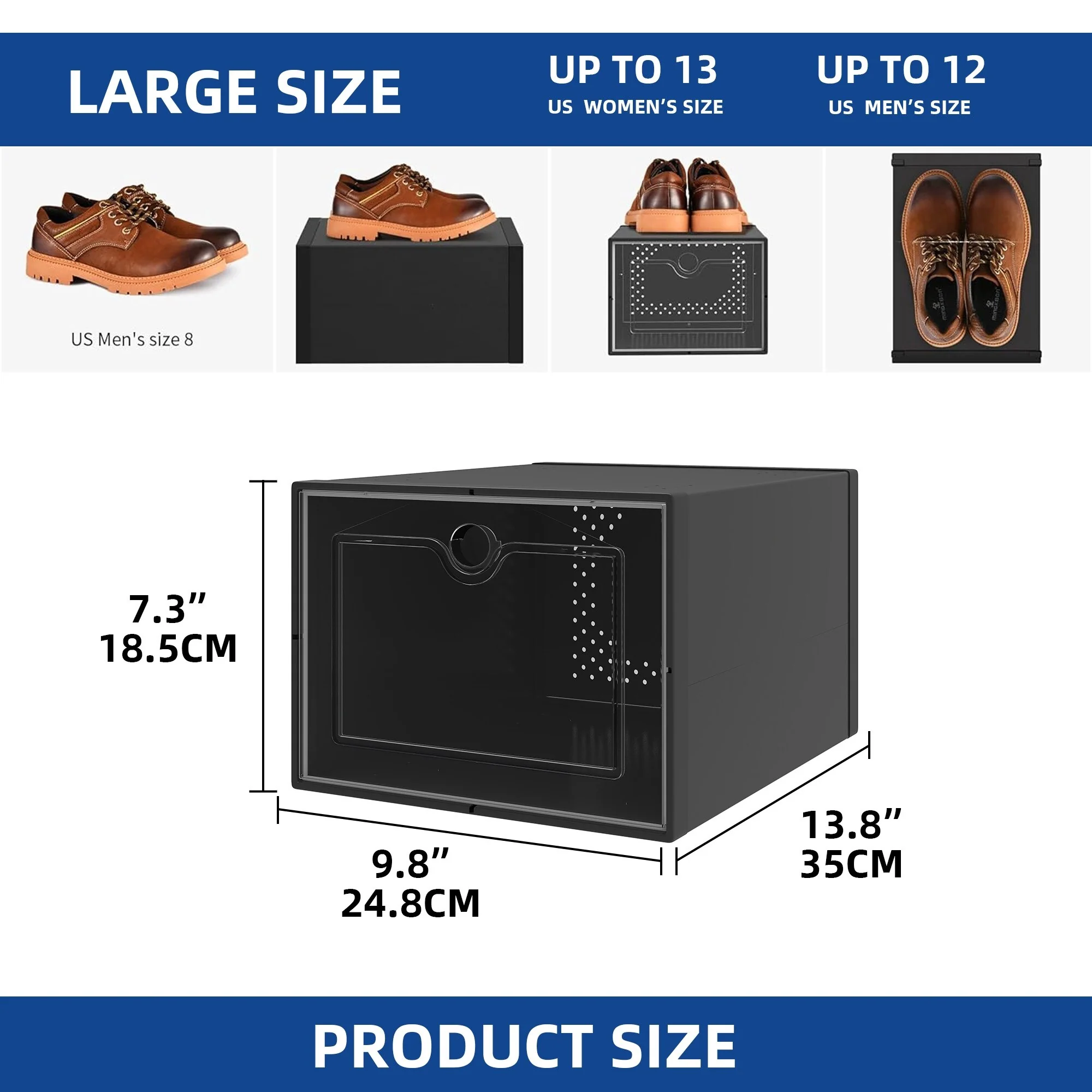 Moasis Shoe Organizer Box, 18 PCS Large Shoe Storage Stackable Shoe Box Rack Containers Drawers - 18PCS