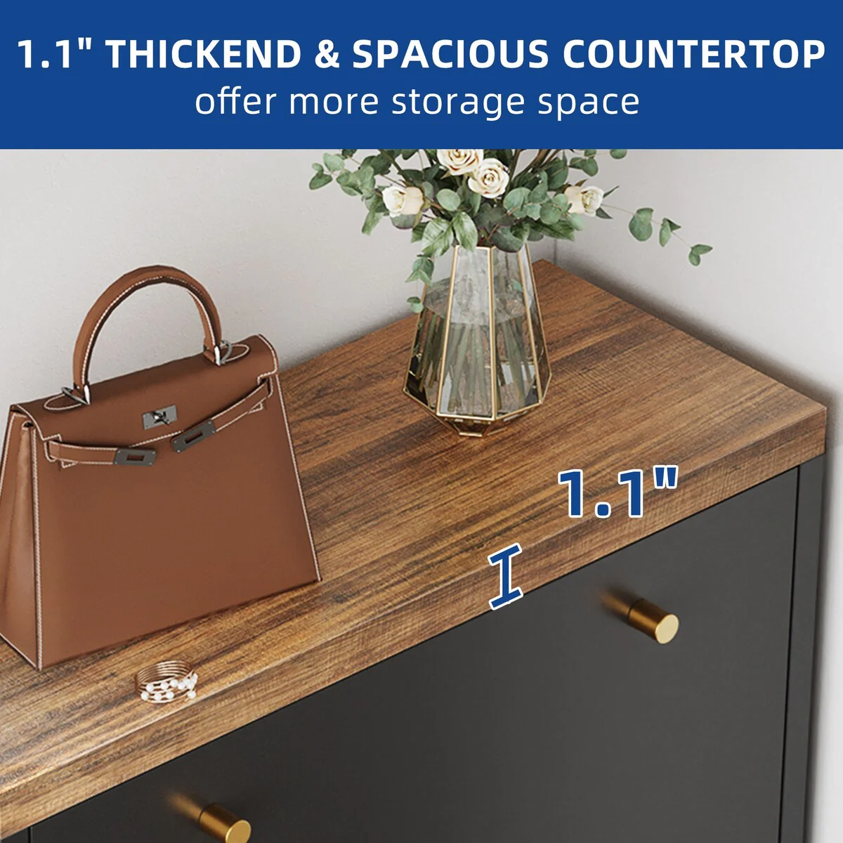 Moasis 3 Flip Drawers Shoe Storage Cabinet with Padded Seat Bench for Entryway