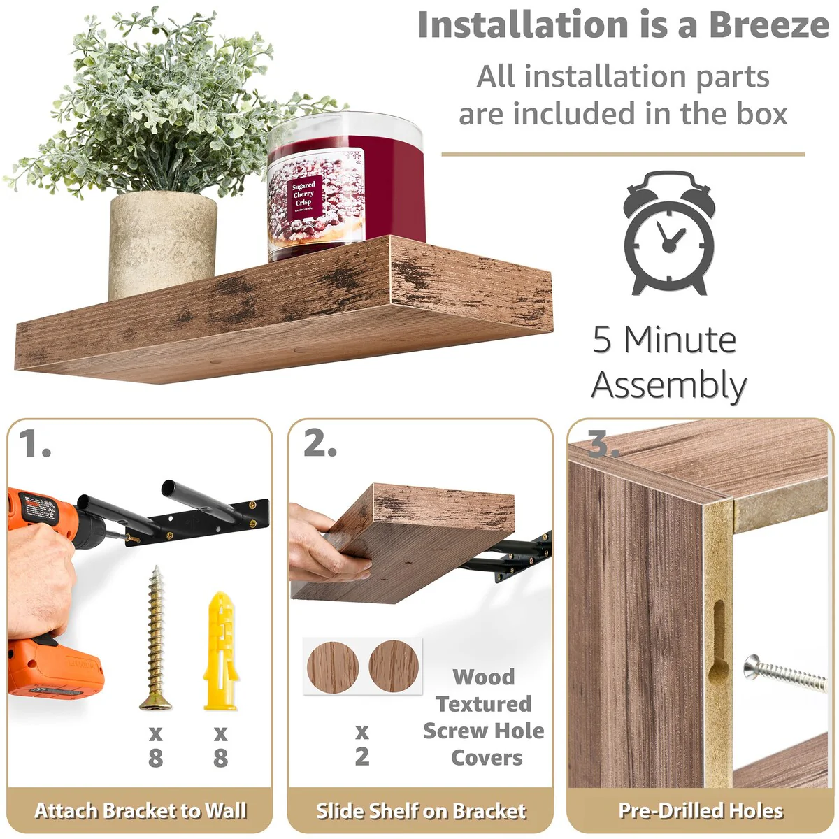 Sorbus Floating Shelves for Wall Set of 3 - 16
