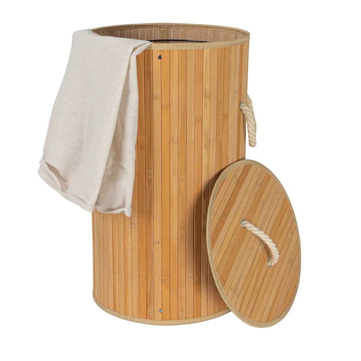 Household Essentials Bamboo Laundry Hamper with Handles and Removable Laundry Bag