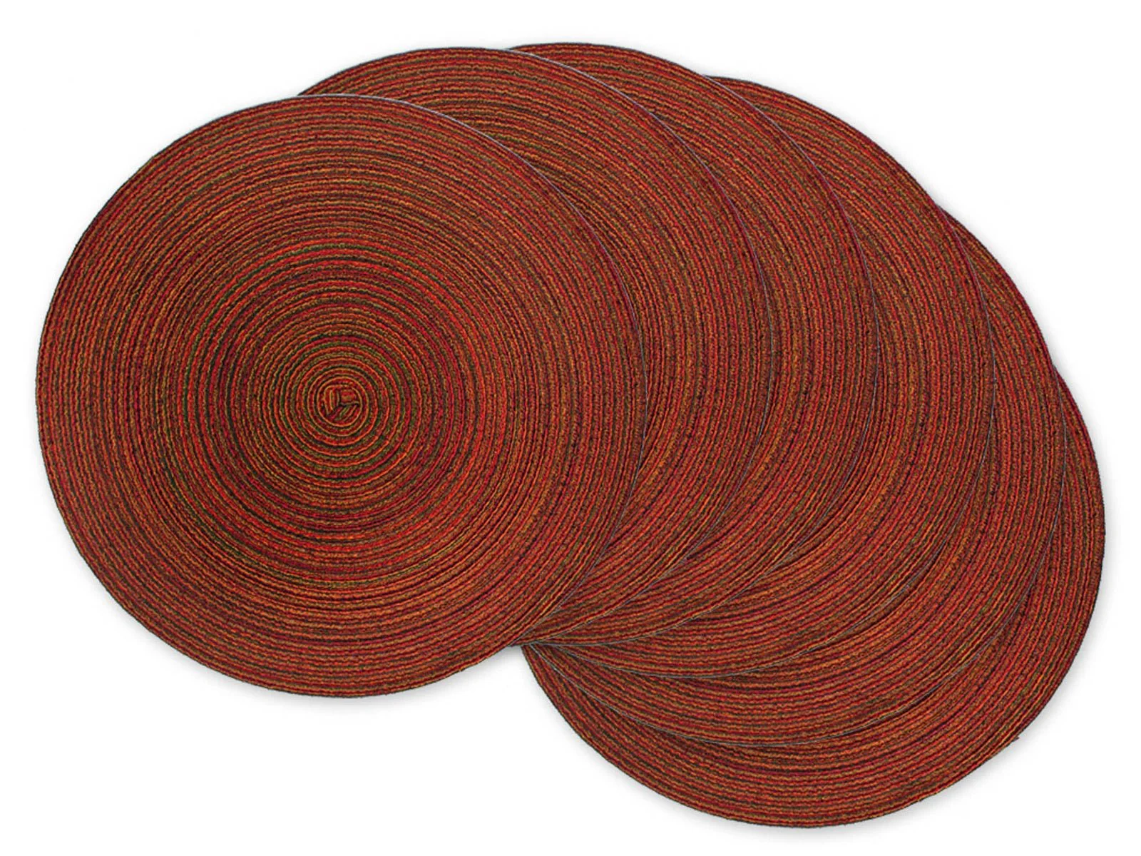 Red Variegated Round Woven Placemats, Set Of 6