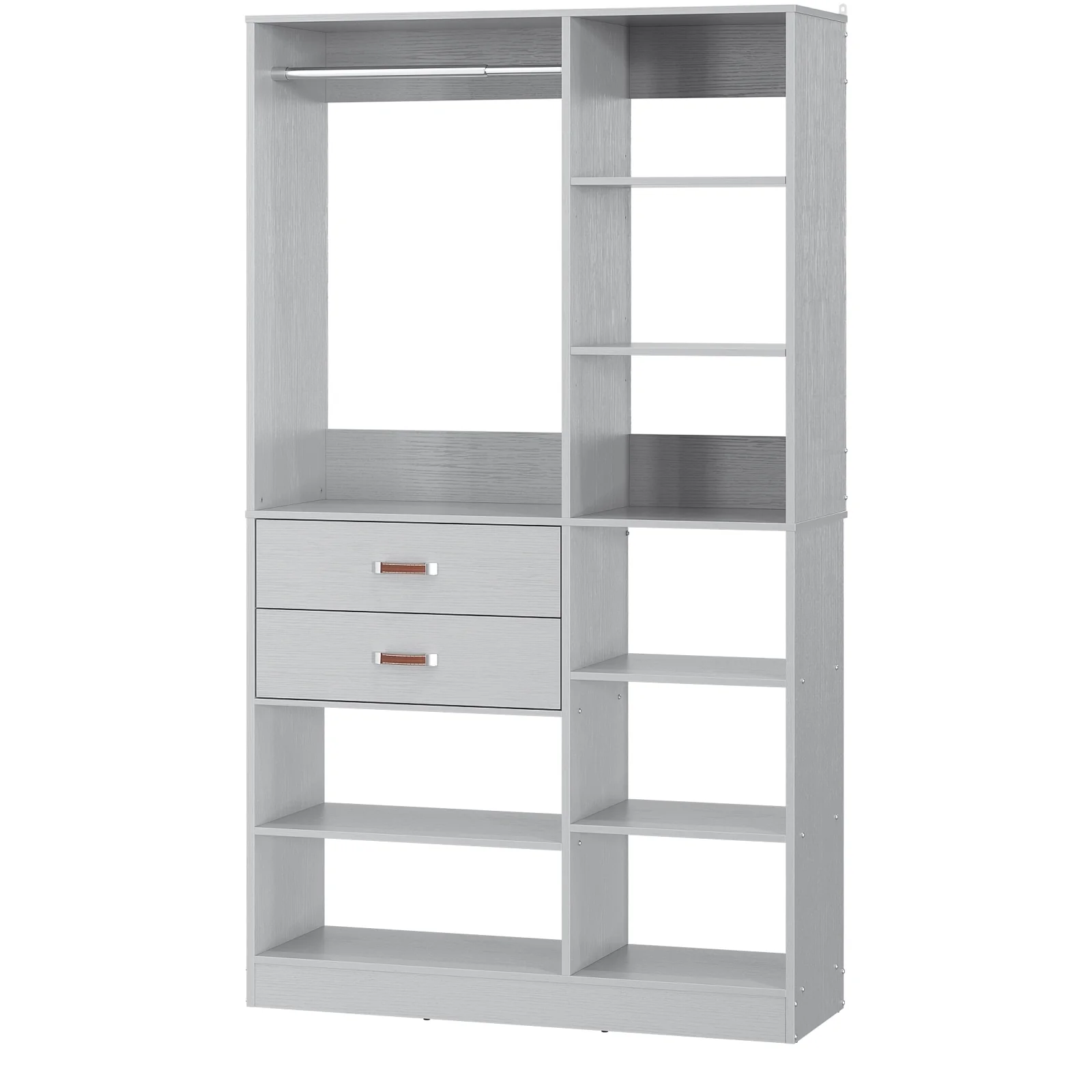 Vryon 40'' W Freestanding Closet System with 10 Storage Shelves and 2 Drawers and 1 Hanging Rods