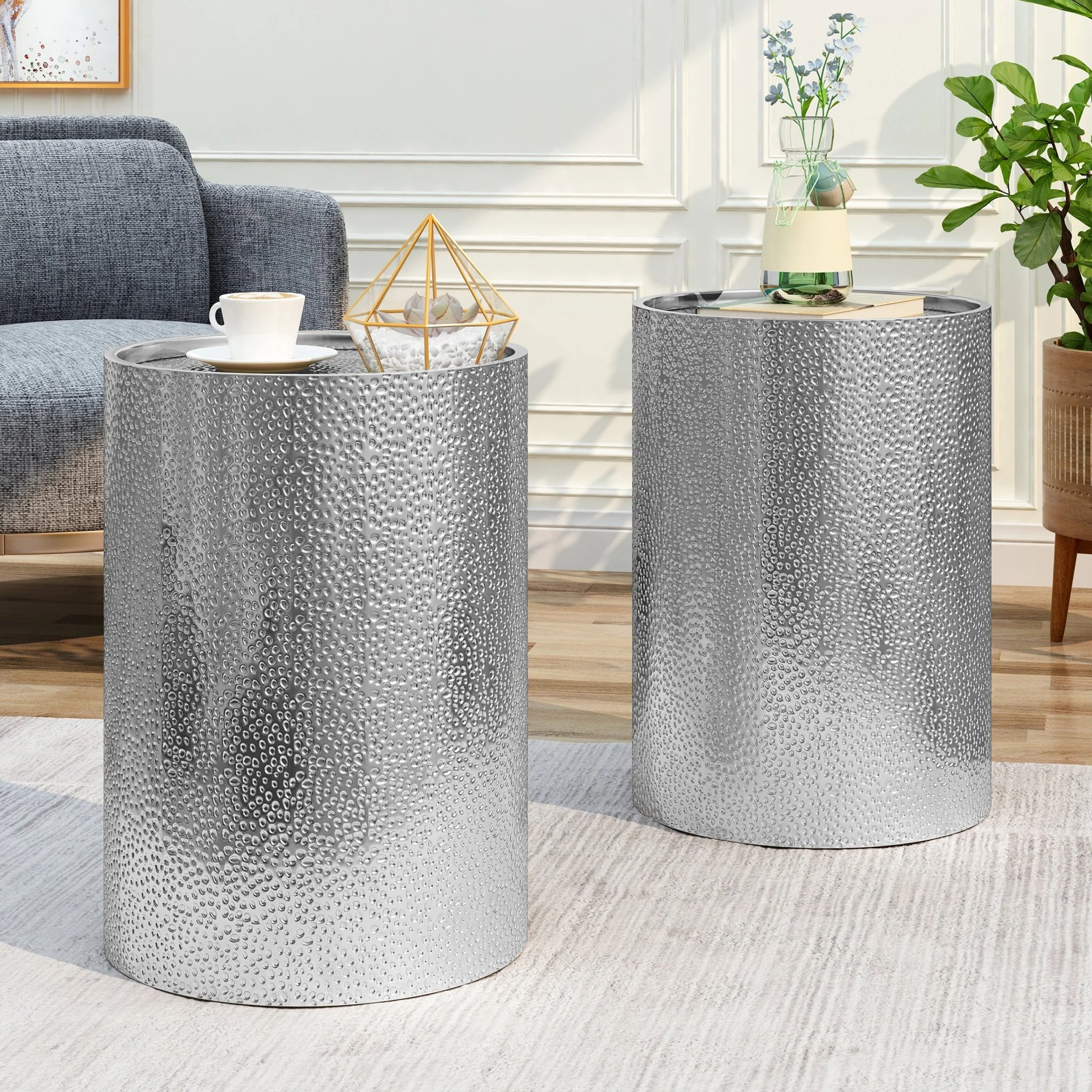 Catalyst Hammered Metal Side Table, Set of 2