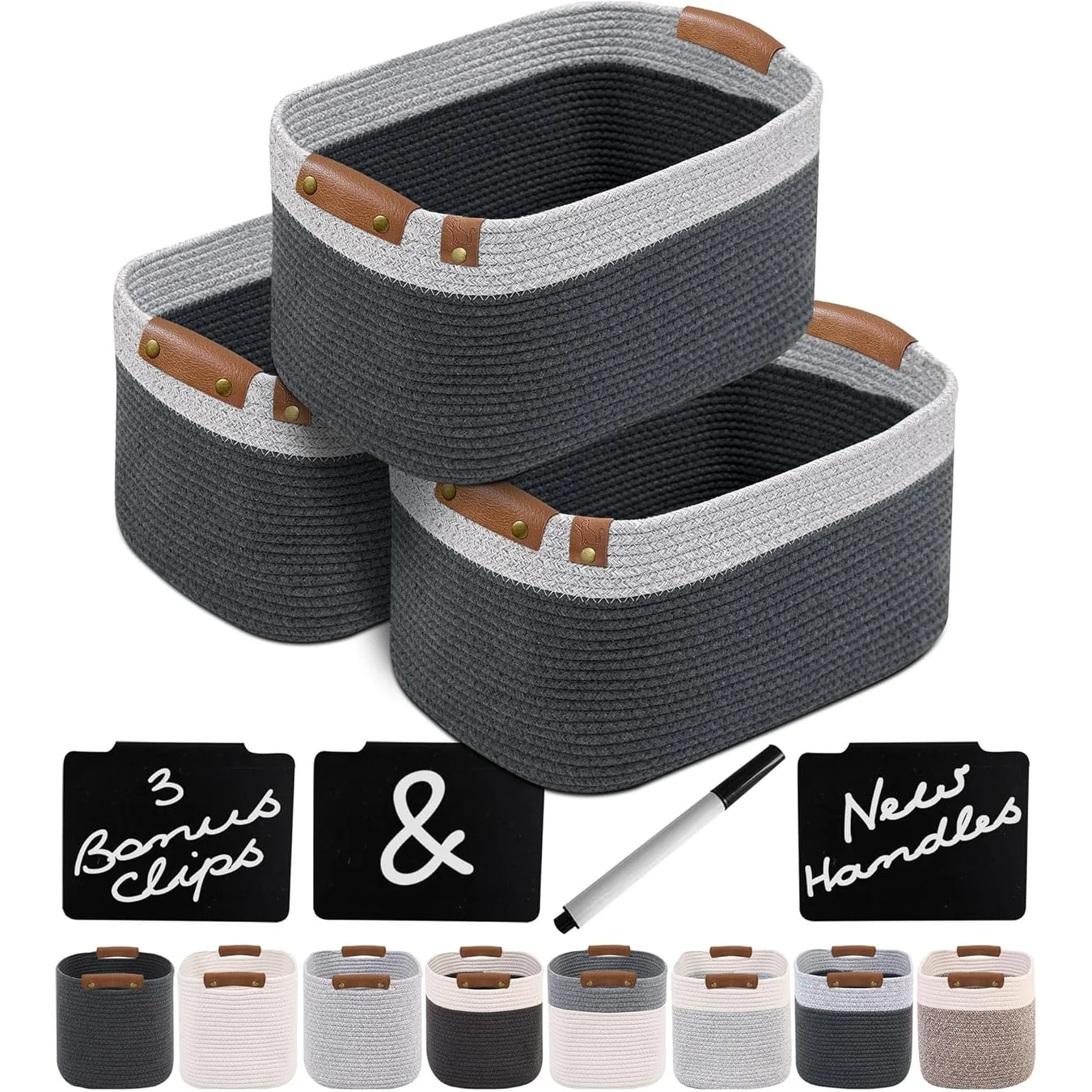 3 Sets of Cotton Rope Baskets