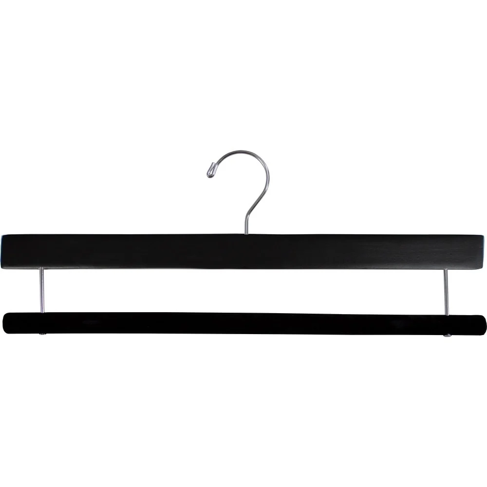 Extra Long Wooden Pants Hanger with Flocked Non-slip Velvet Bar