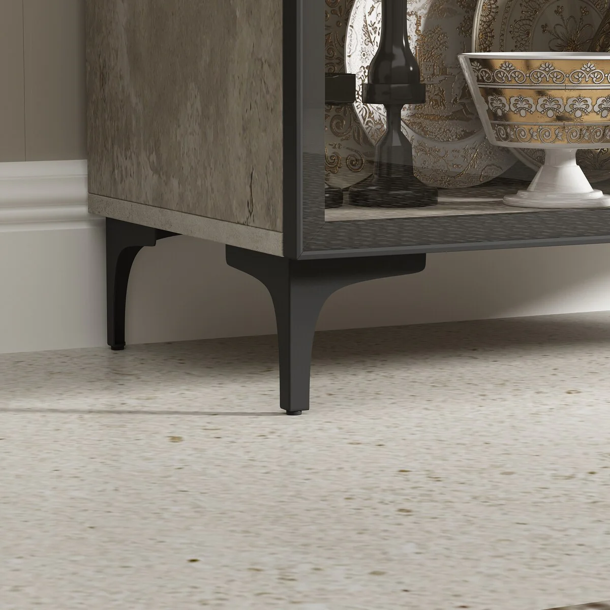 Kitchen Pantry Cabinets 5-Tier Tall Storage Cabinet with Glass Doors