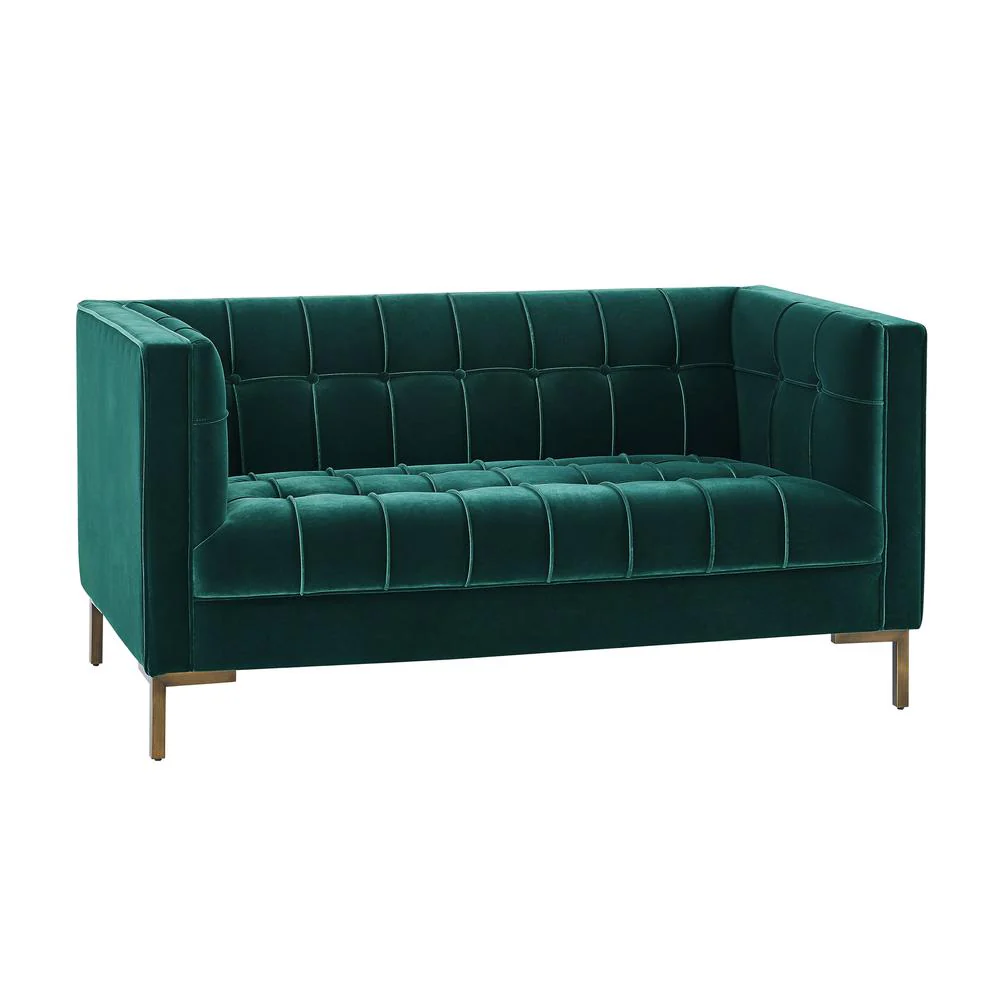 Isaac - Stitch Velvet Loveseat - Green