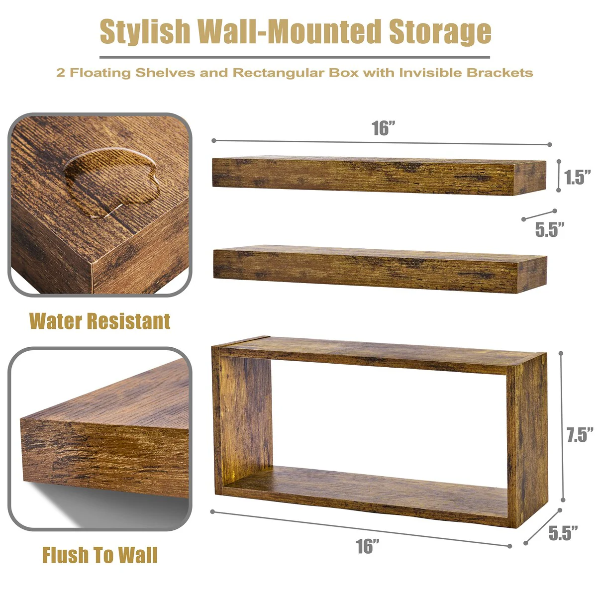 Sorbus Floating Shelves for Wall Set of 3 - 16