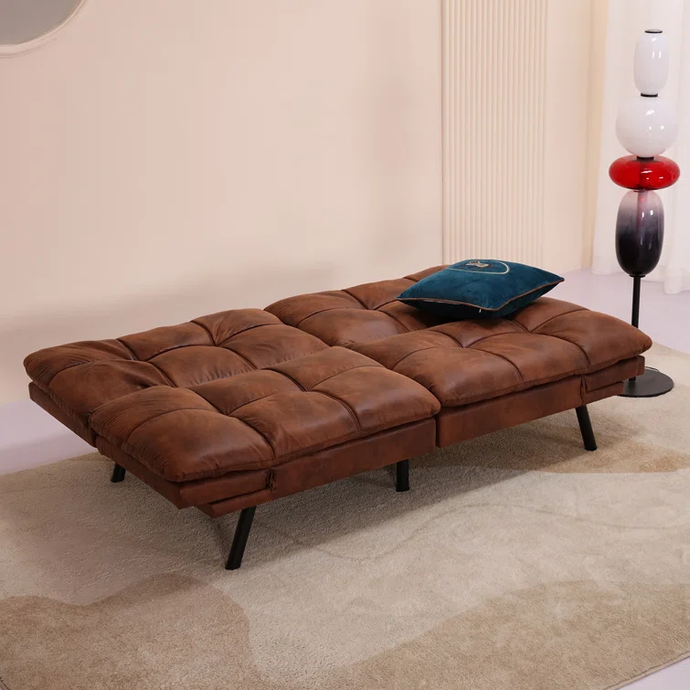 Besharat 70.5" Wide Faux Leather Split Back Convertible Sofa