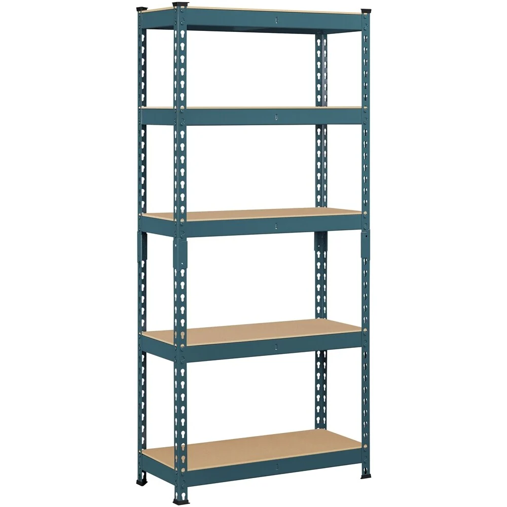 Yaheetech 5 Tiers Boltless Storage Shelf 330lb Capacity for Each Tier,Metal Frame MDF Wood Boards