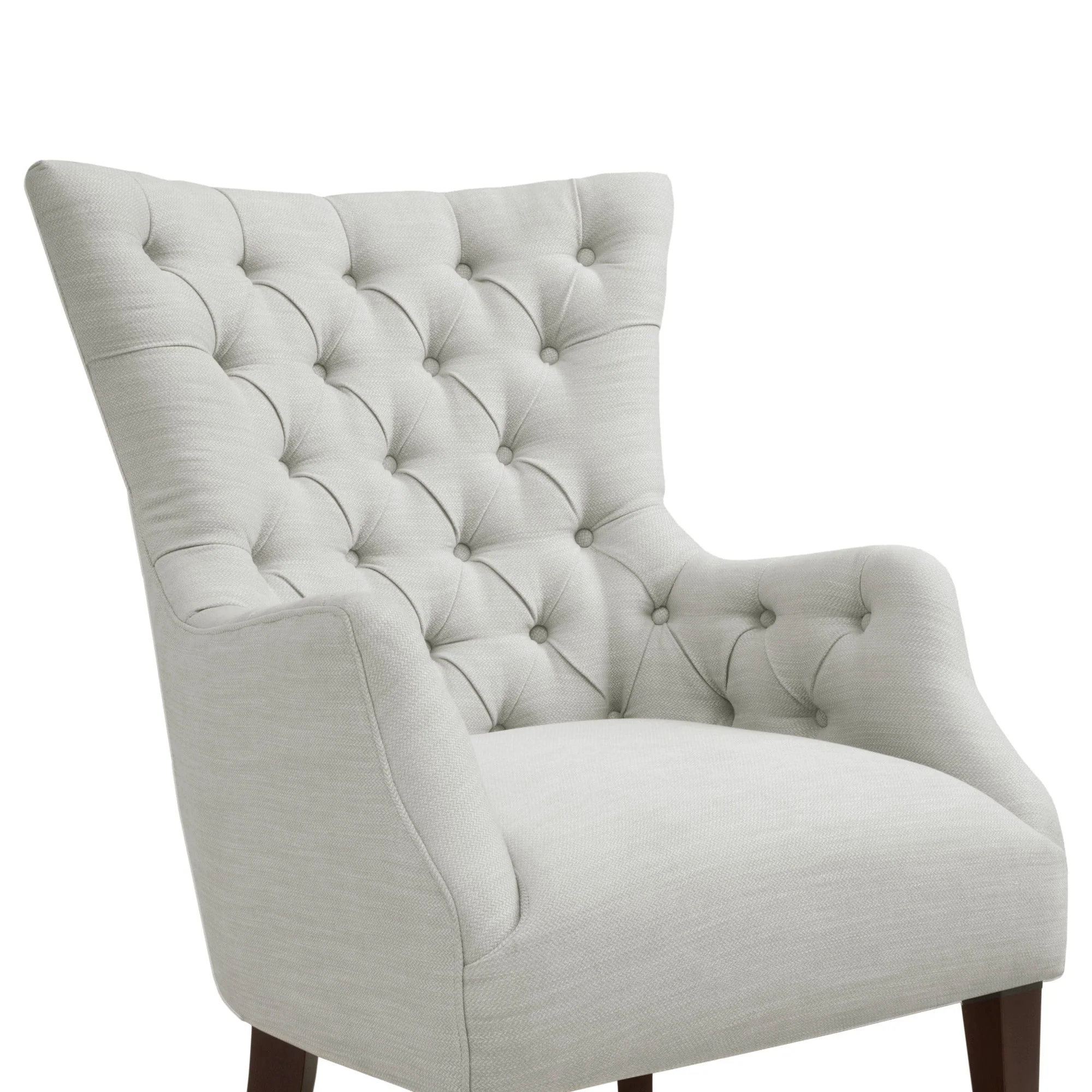 Button Tufted Upholstered Wing Chair with Solid Wood Frame