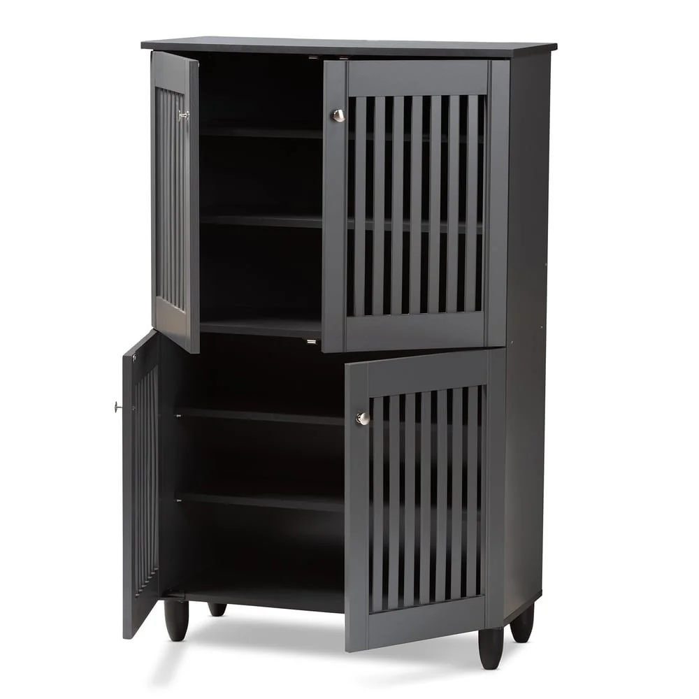Contemporary Dark Grey Shoe Storage Cabinet