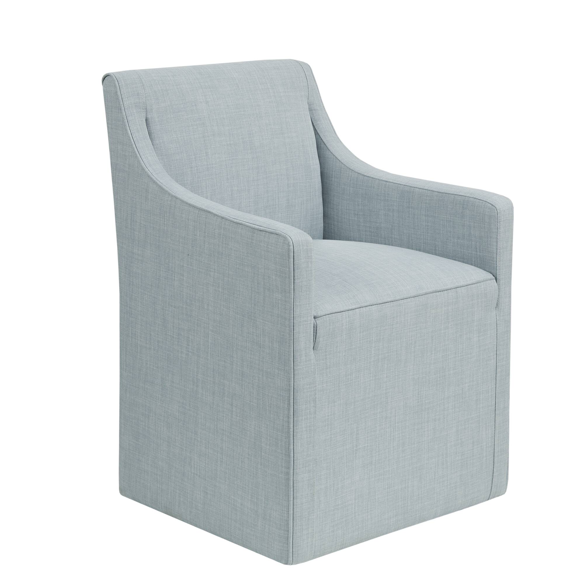 Upholstered Accent Chair with Hidden Casters and Sloped Arms
