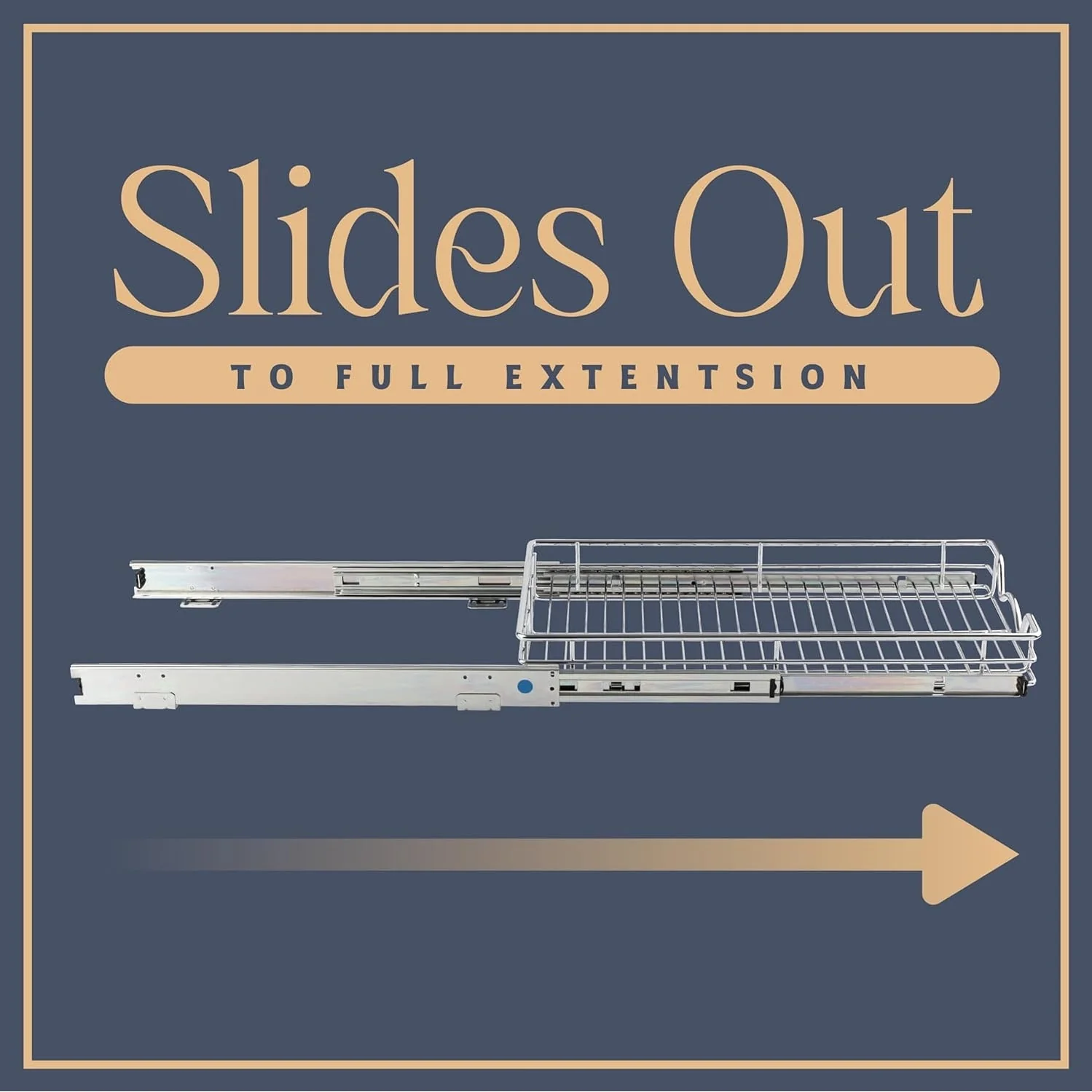 Pull Out Cabinet Drawer Organizer, Heavy Duty- Steel Metal- Chrome Finish