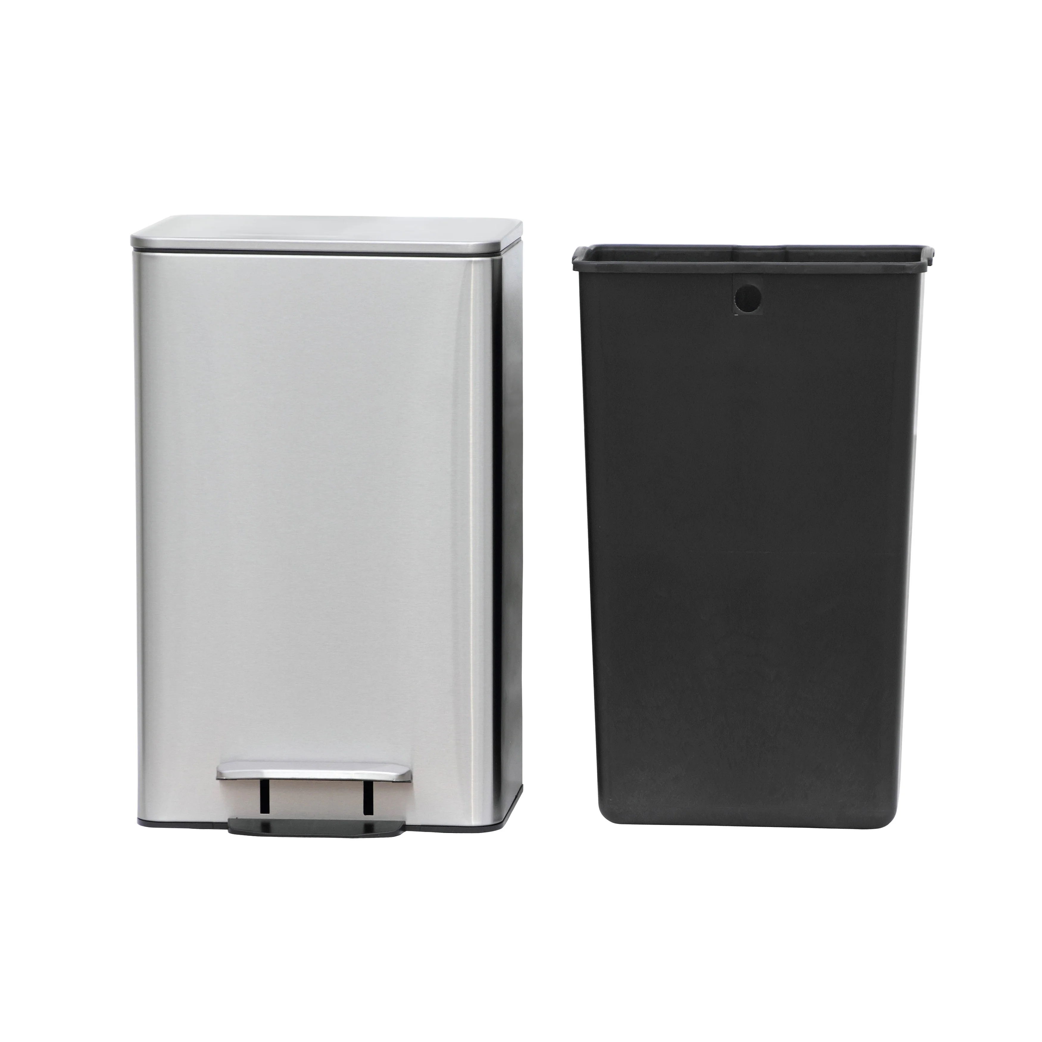 King’s Rack 8 Gallon / 30 Liter Brushed Stainless Steel Step-on Trash Can Fingerprint Resistance with Removable Bucket