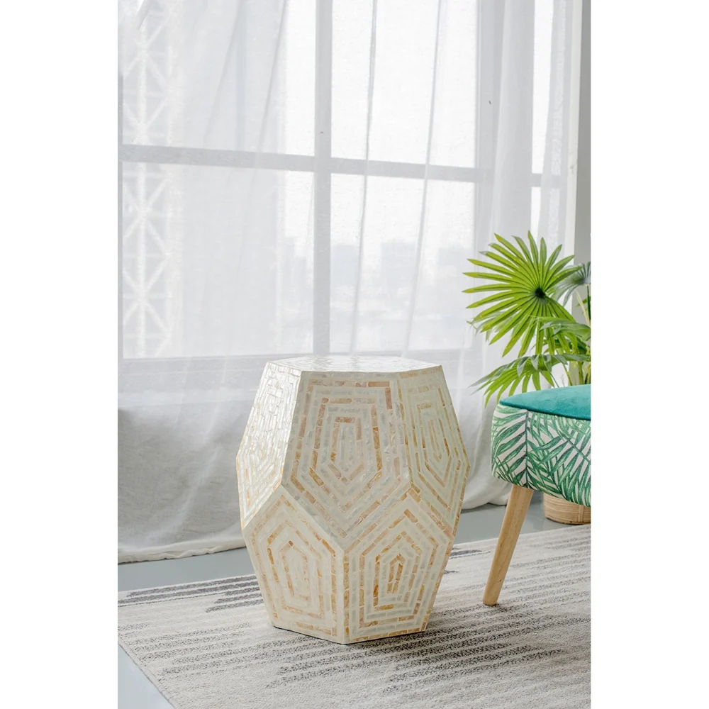 Hexagonal Capiz Side Table