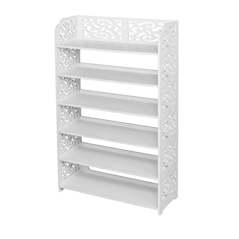 6 Tier Carved Storage Organizer Standing Shoe Rack Shelf Cabinet