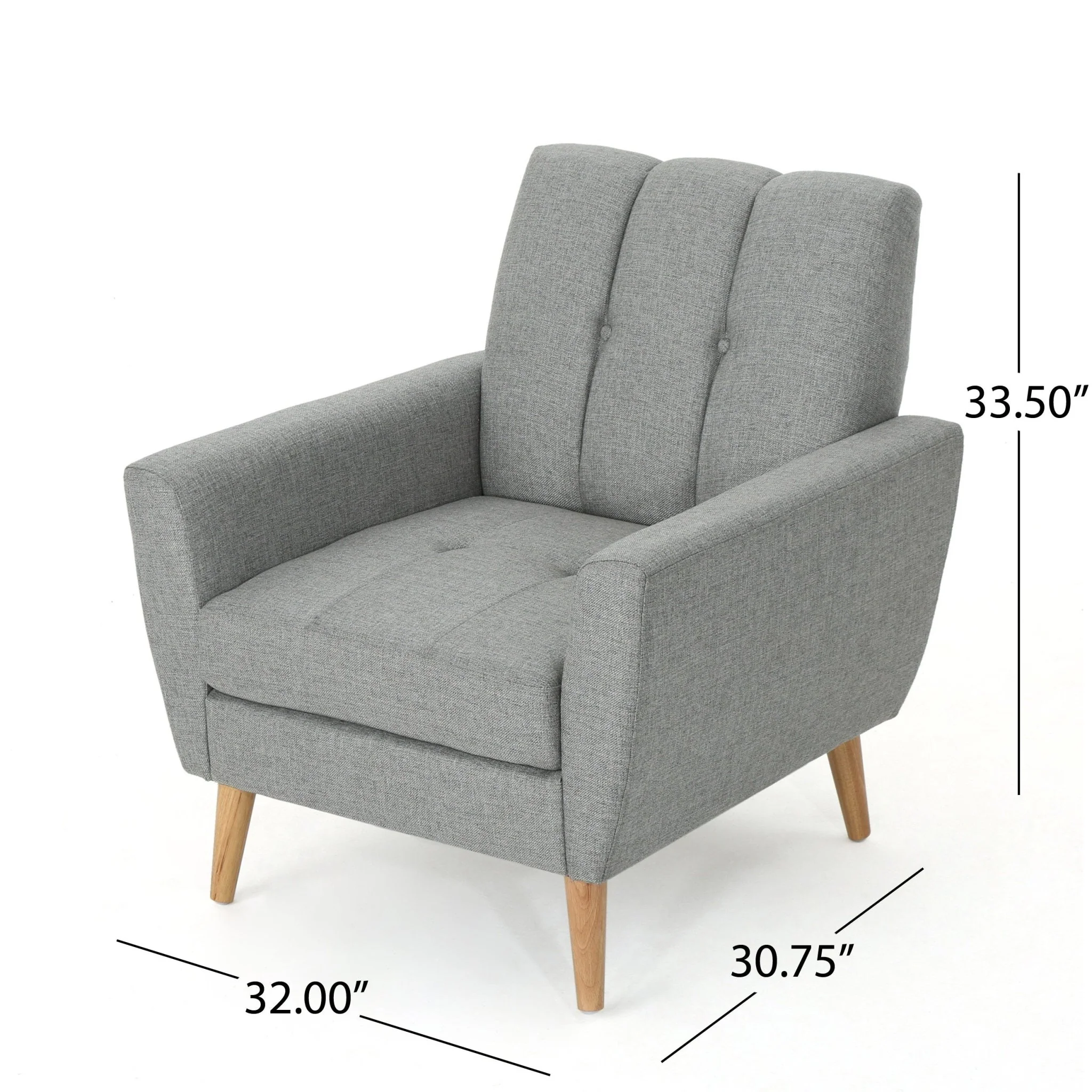 Fabric Channel Stitch Club Chair with Tufted Back