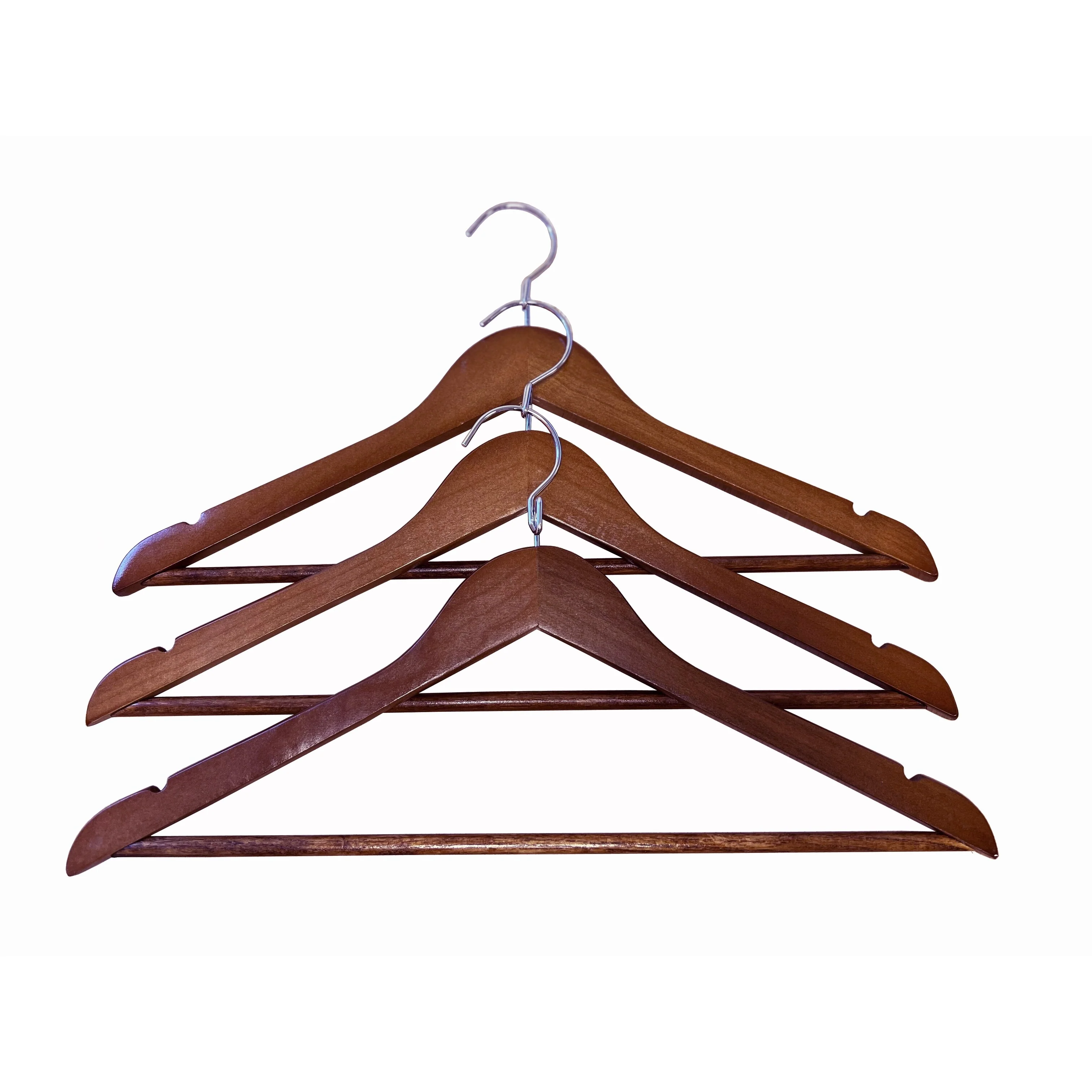 Proman Products Luxury Triad Kascade Wooden Hangers 50 pack, Unique Triangle Ring Design, Space Saving Pants Clothes Hanger