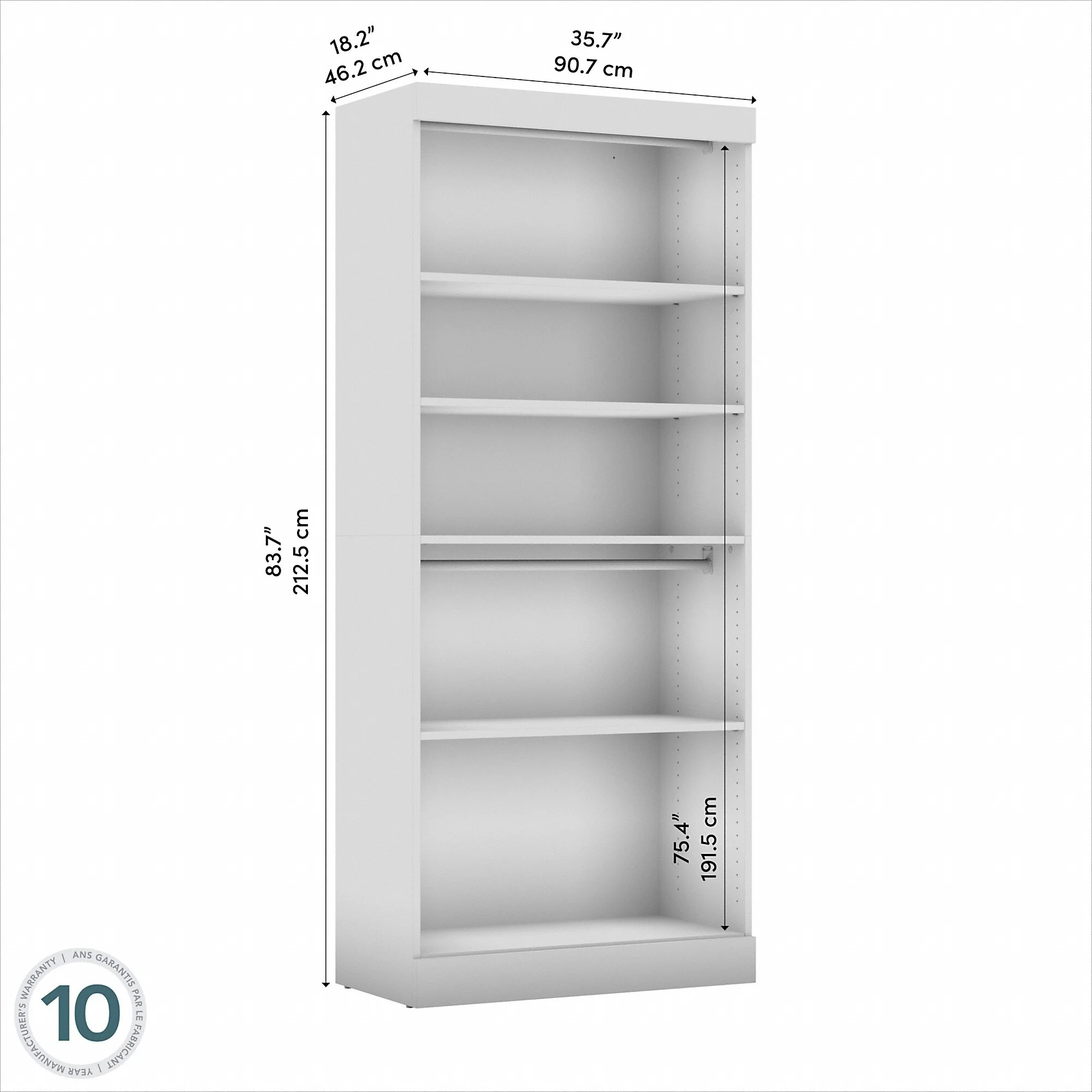Pur 36W Closet Organizer, Home Organization Wardrobe by Bestar
