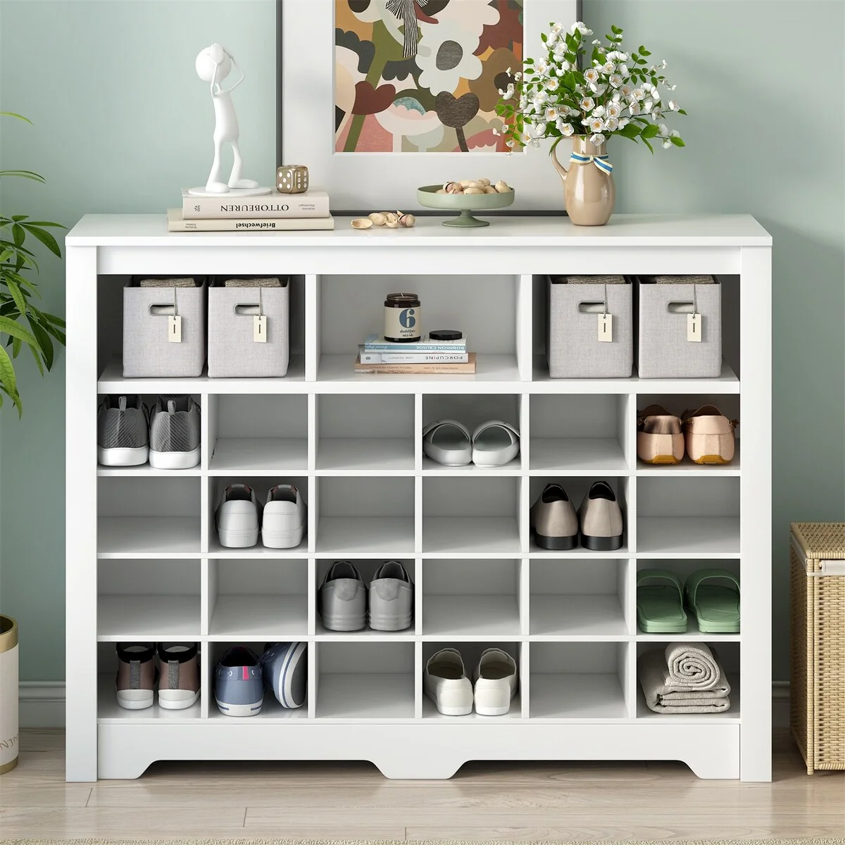 Merax Sleek Design 24 Shoe Cubby Console