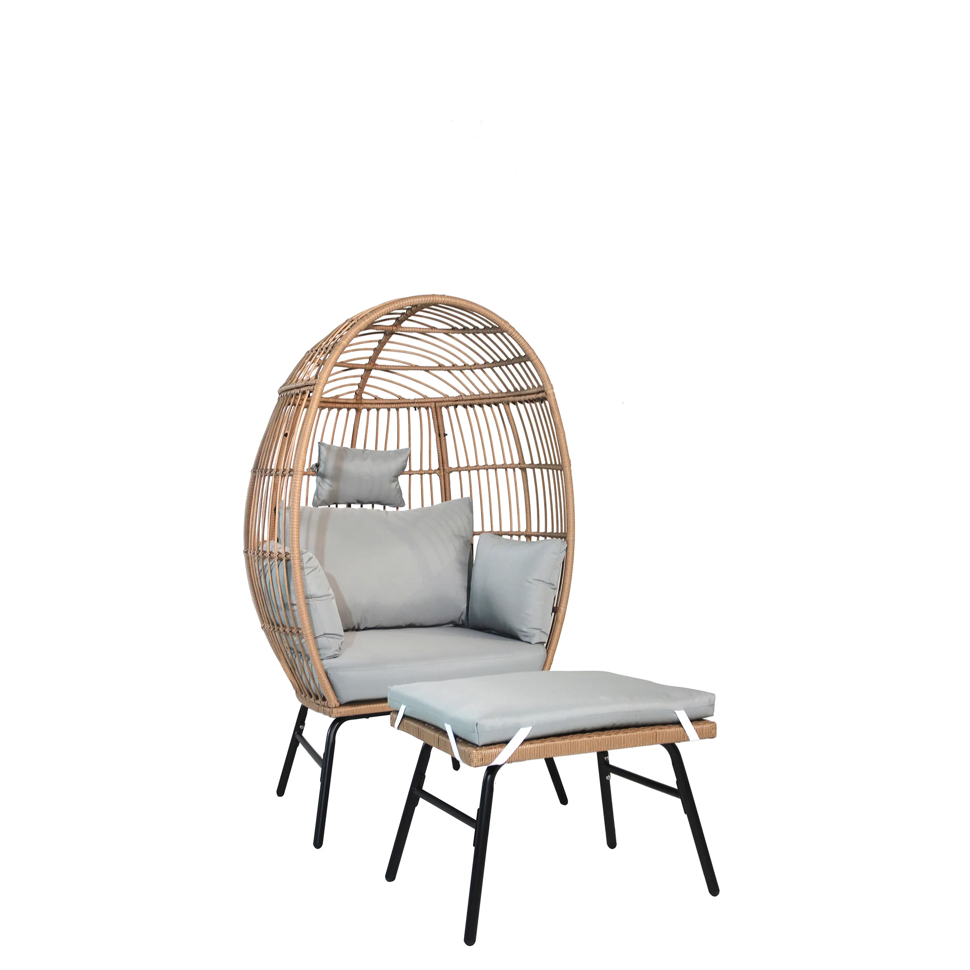 Skybound 2-Piece Outdoor Set with Steel Frame, Wicker Egg Chair and Footstool