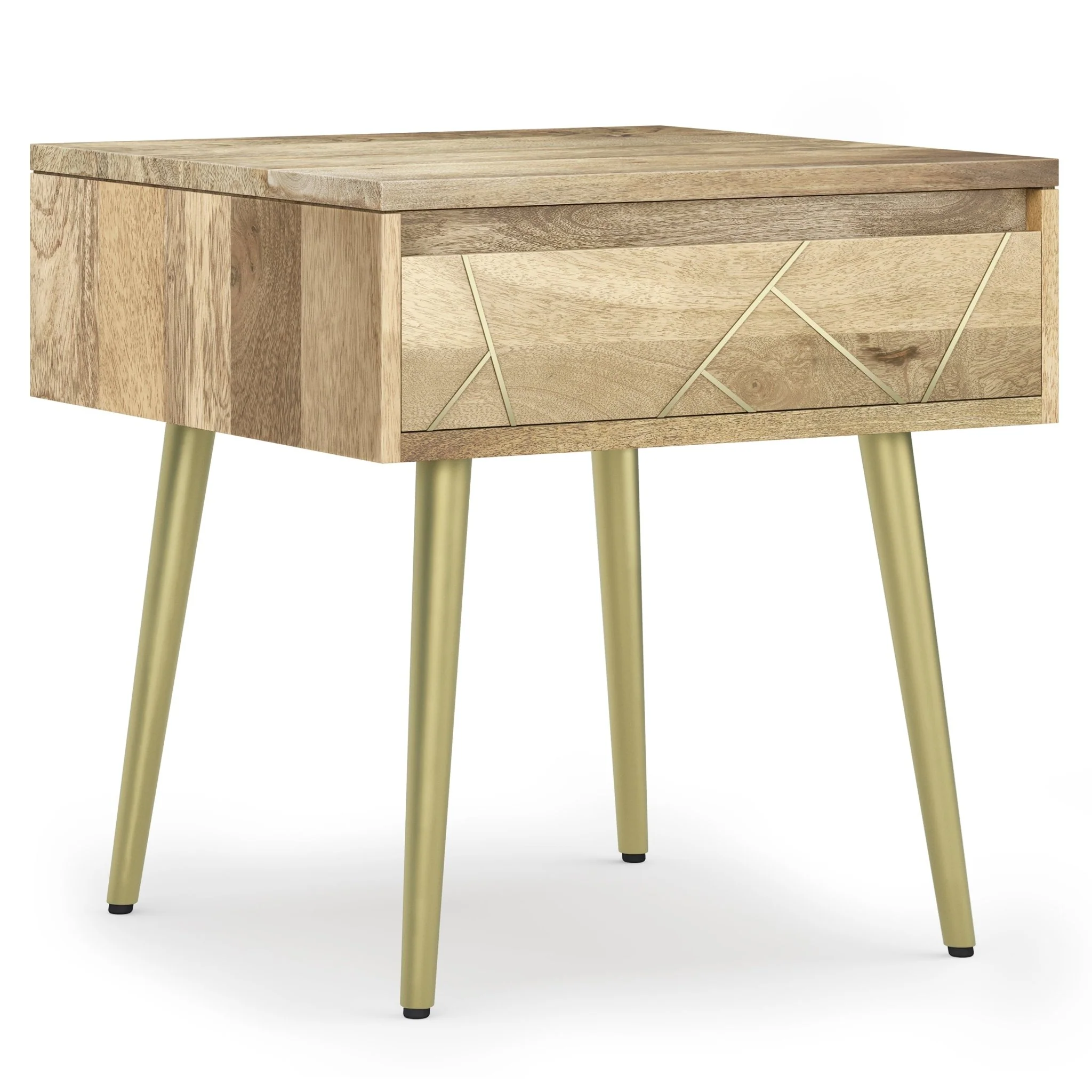 Graceful Side Table with Drawer and Metal Legs