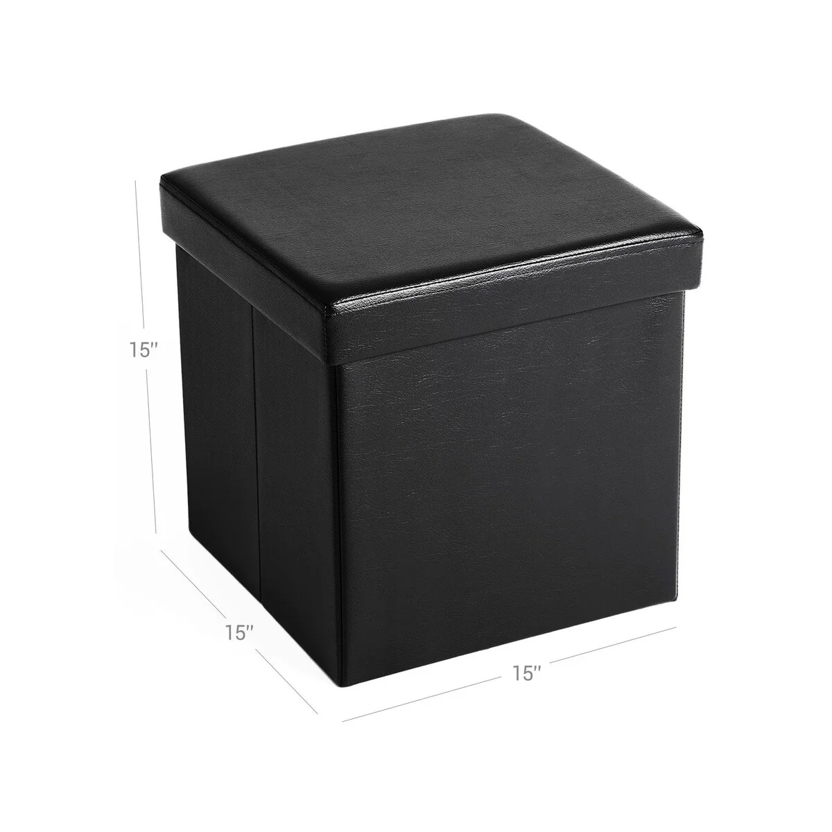 SONGMICS 15 x 15 x 15 Inches Folding Storage Ottoman