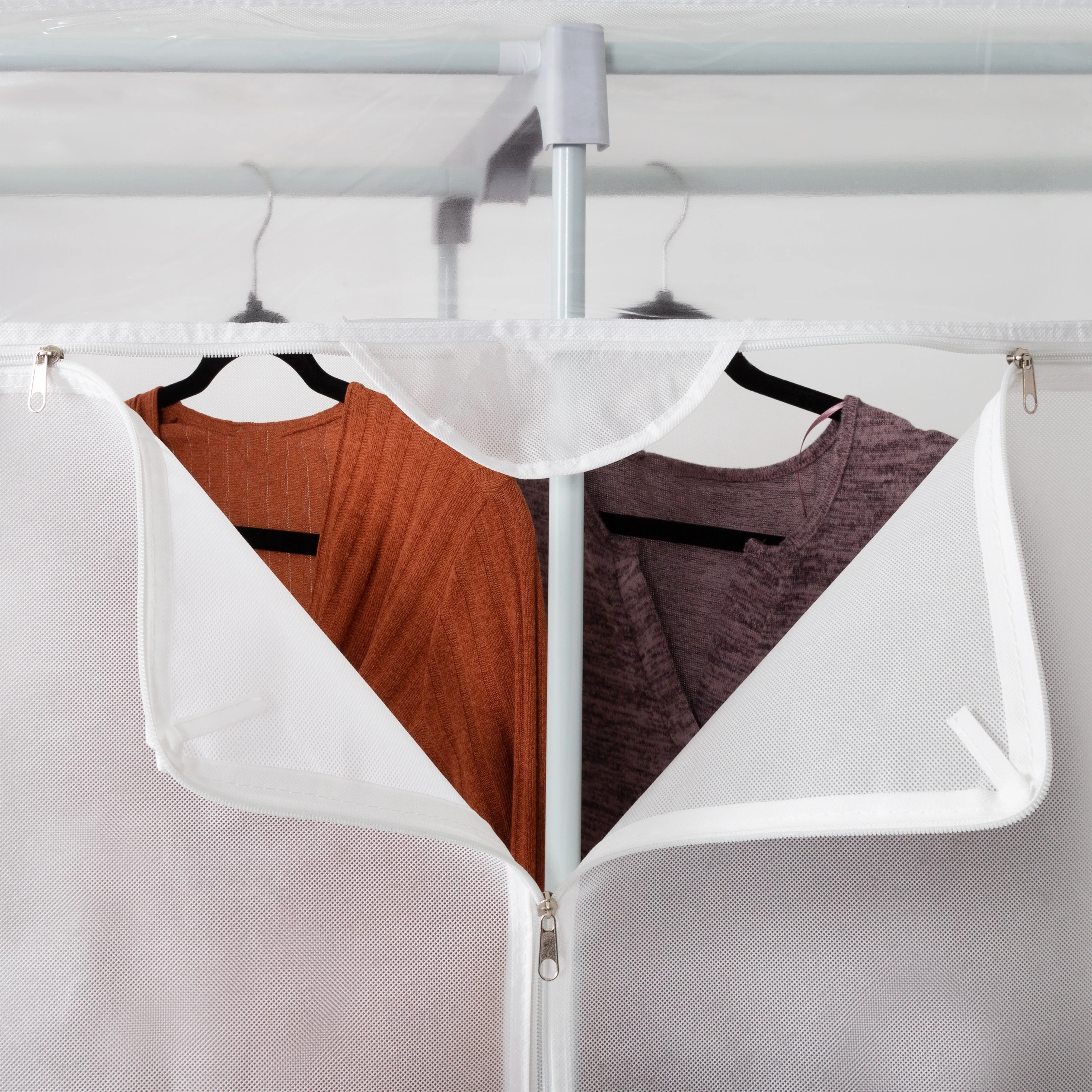 Honey-Can-Do White Steel and Non-Woven Portable Closet with Cover