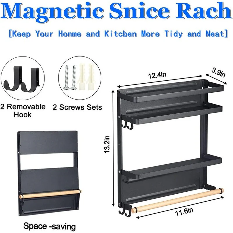 Magnetic Spice Rack for Refrigerator Magnetic Paper Towel Holder - 3.9