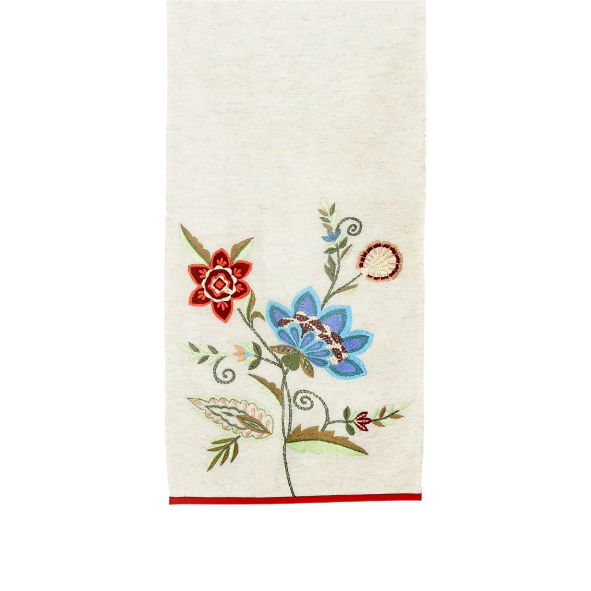 Blue Flower Embroidered Table Runner 72