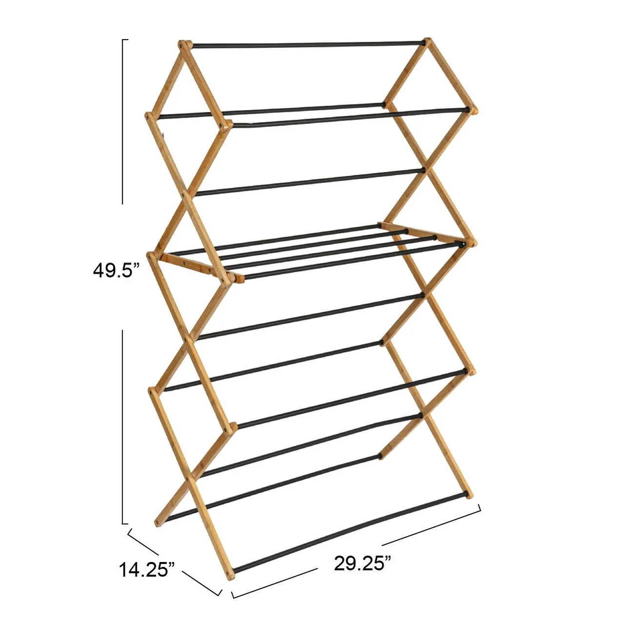 Household Essentials Bamboo Folding Clothes Drying Rack with 14 Coated Metal Dowels - 29.3