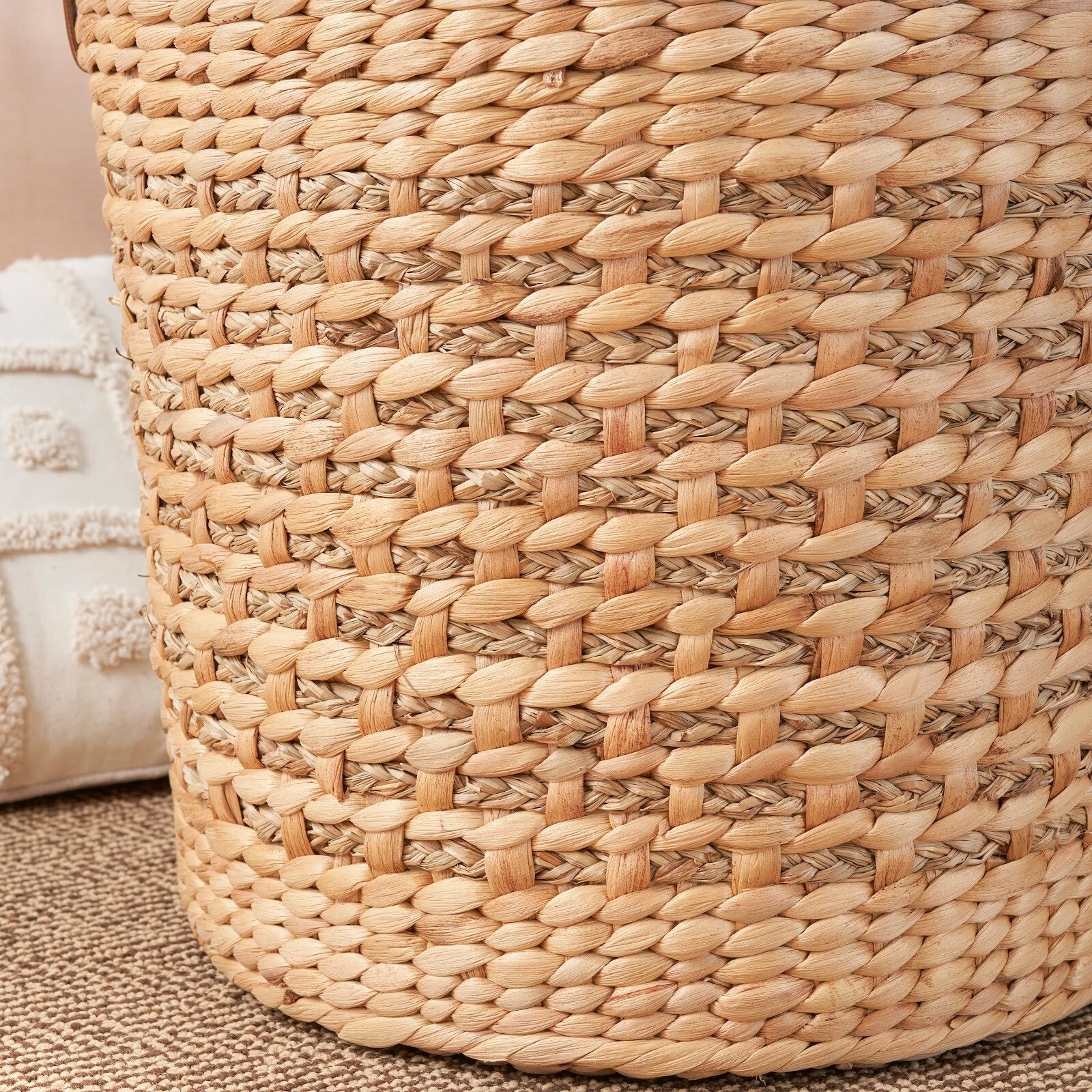 Maria Water Hyacinth Woven Round Brown Storage Basket