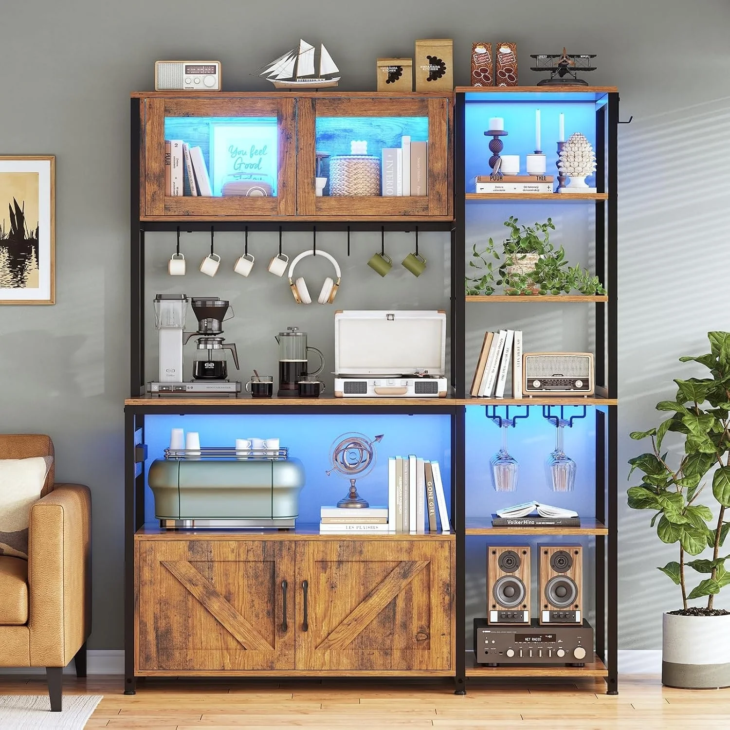 Bakers Rack for Kitchen with Storage Coffee Bar Cabinet