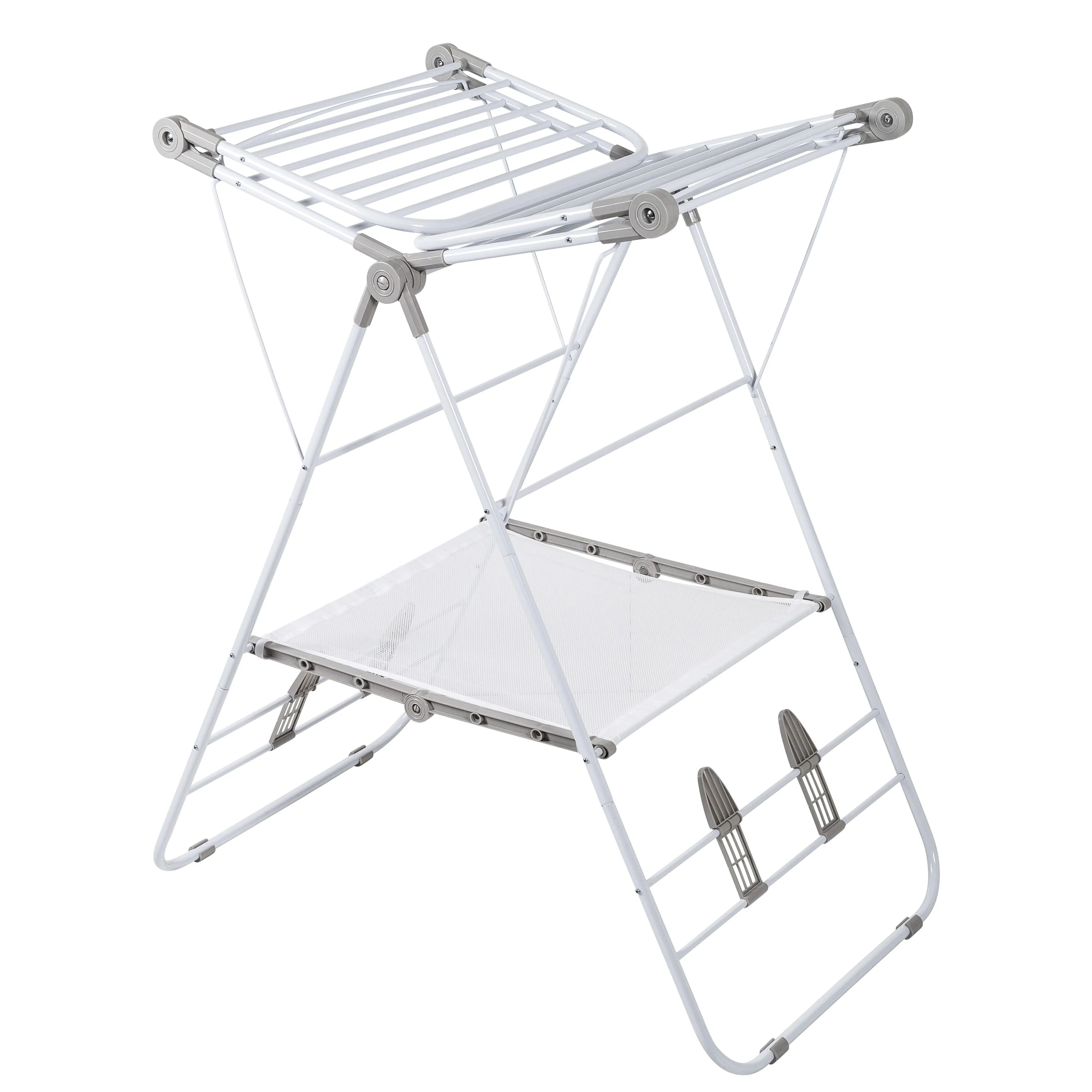 Honey-Can-Do White Expandable and Folding Gullwing Clothes Drying Rack